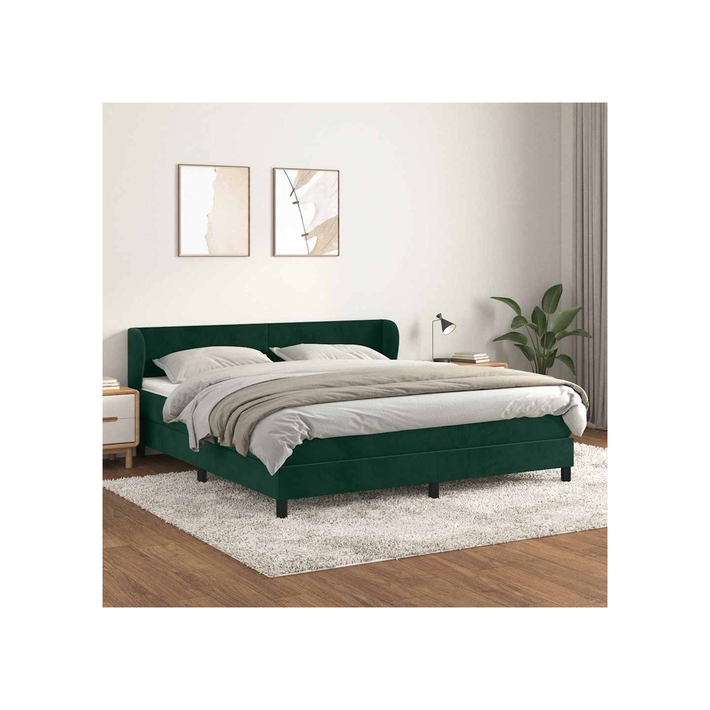 Sommier à lattes de lit et matelas Vert foncé 180x200cm Velours