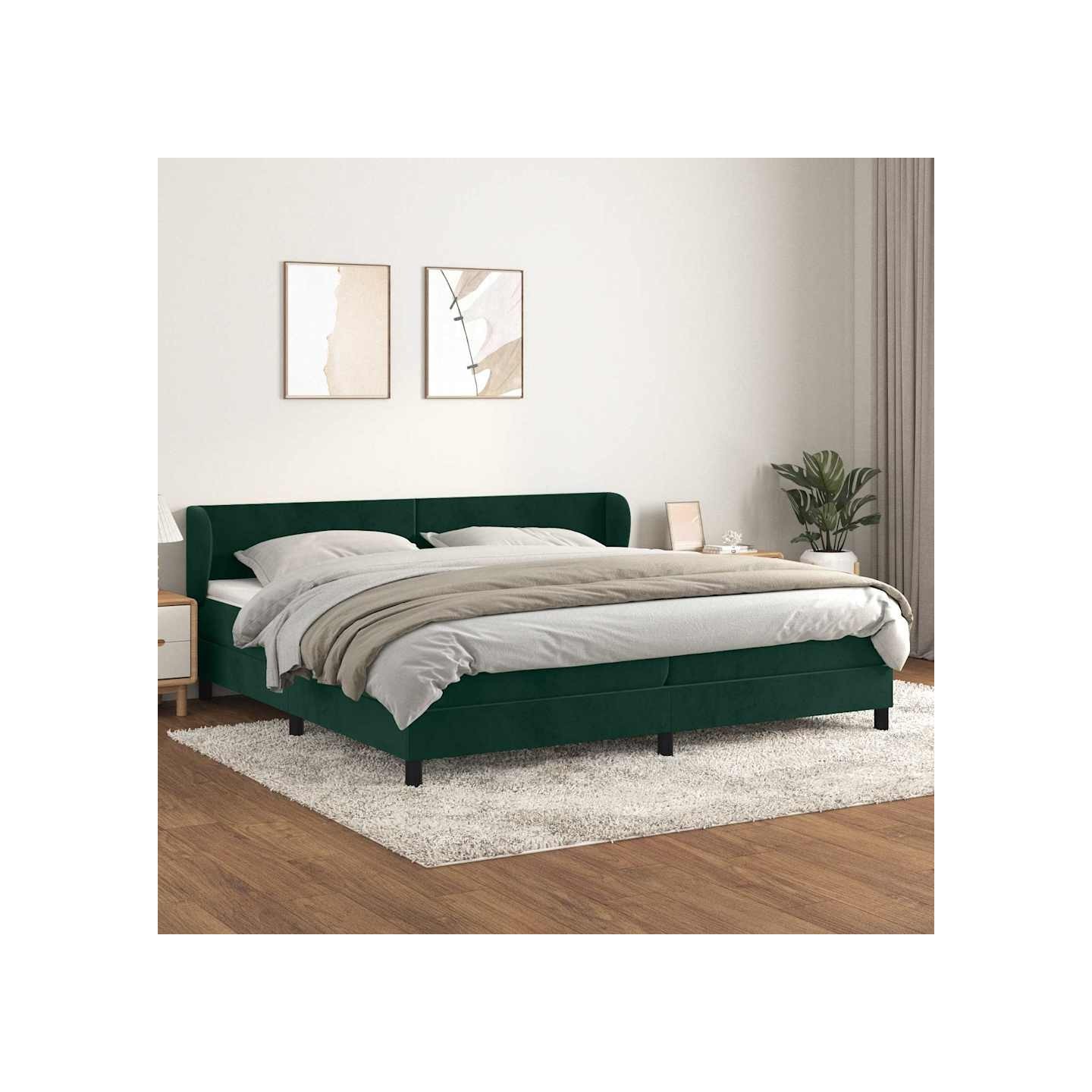 Sommier à lattes de lit et matelas Vert foncé 200x200cm Velours