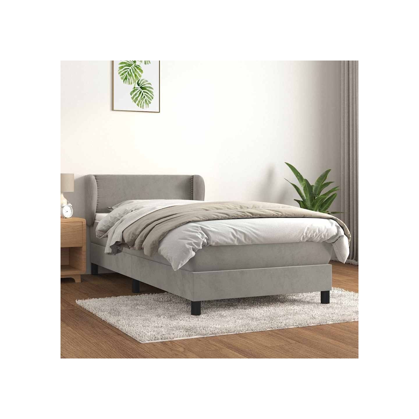 Sommier à lattes de lit et matelas Gris clair 90x190 cm Velours