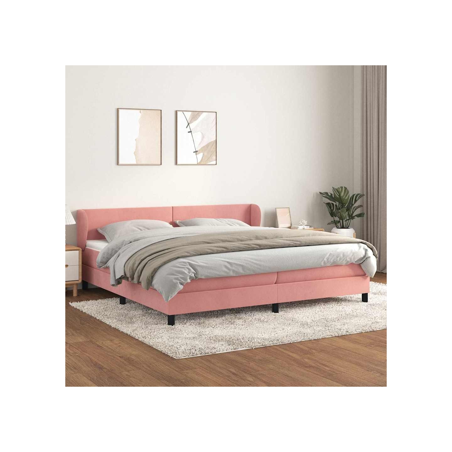 Sommier à lattes de lit avec matelas Rose 200x200 cm Velours