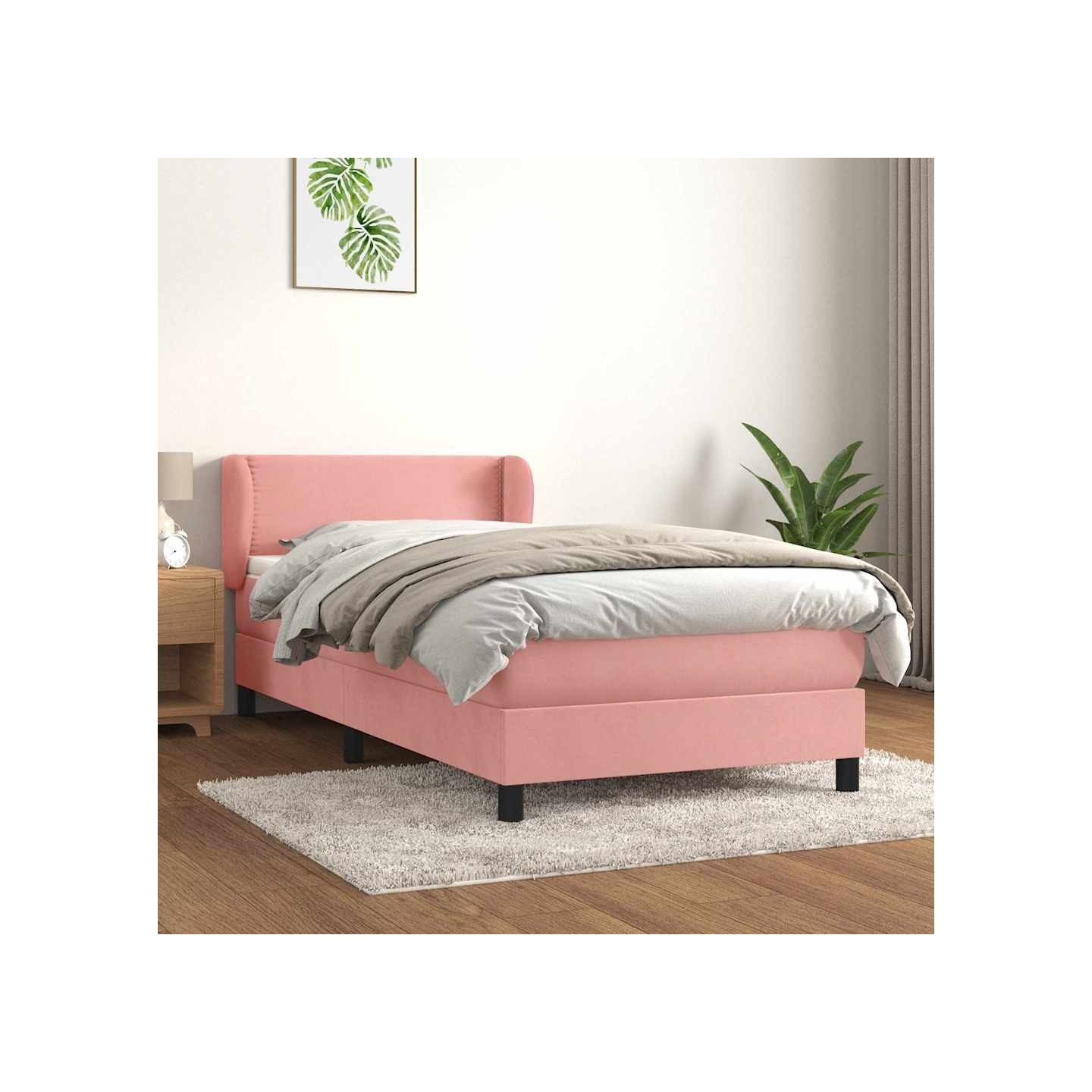 Sommier à lattes de lit avec matelas Rose 100x200 cm Velours