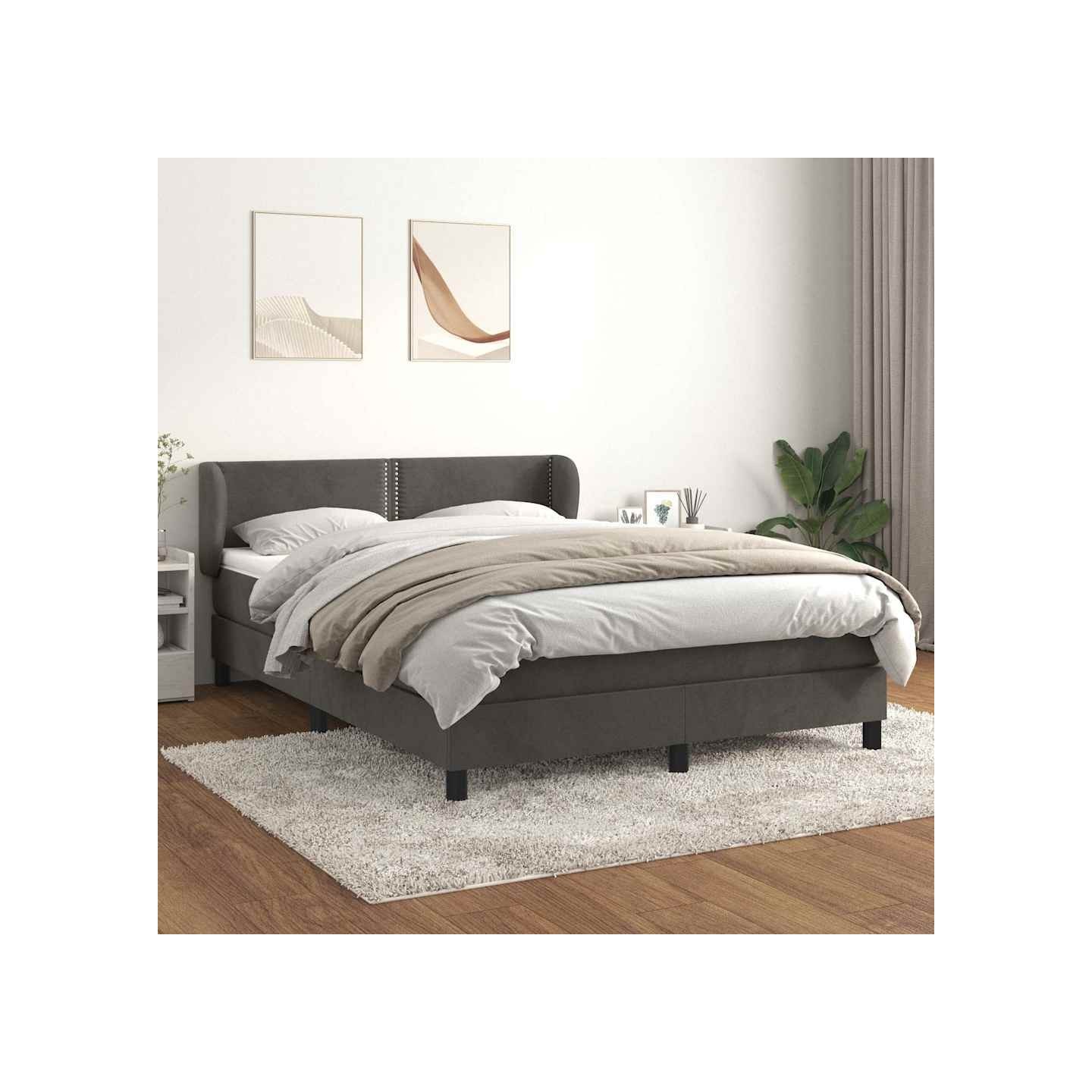 Sommier à lattes de lit et matelas Gris foncé 140x200cm Velours