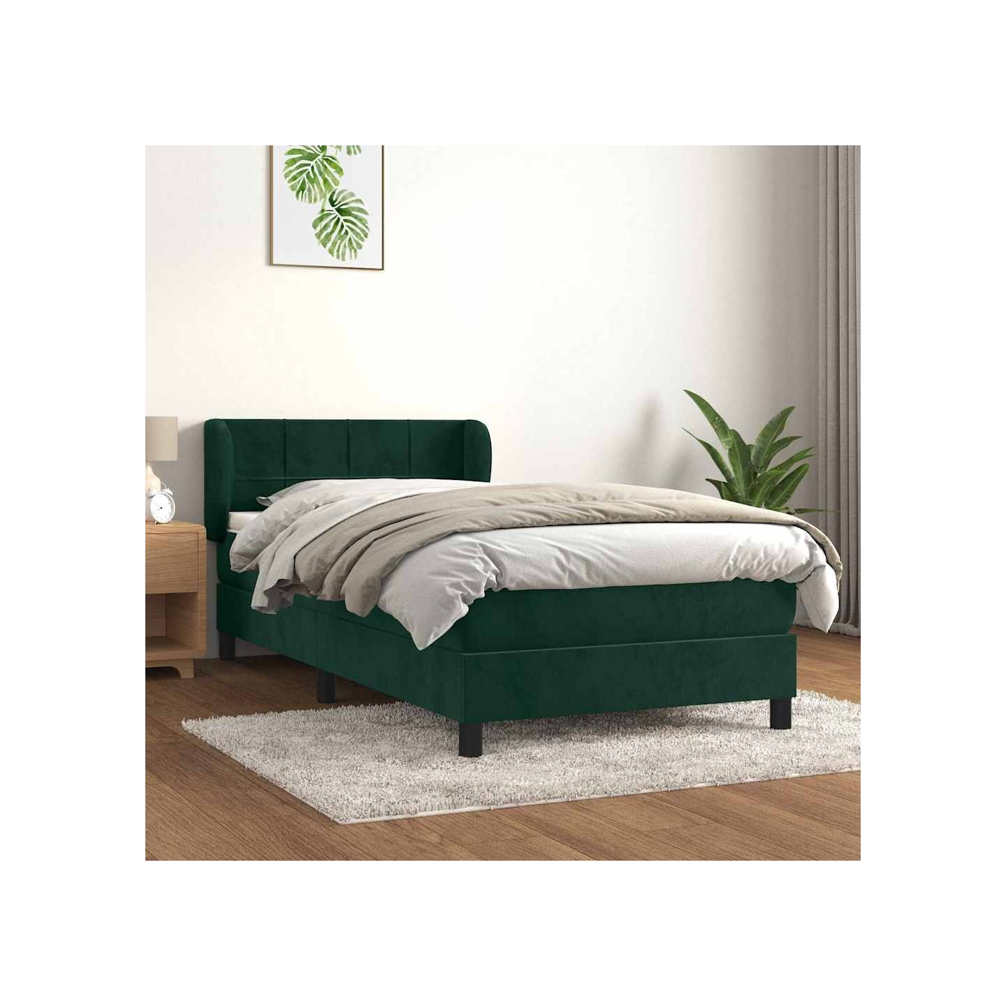Sommier à lattes de lit avec matelas Vert foncé 100x200 cm