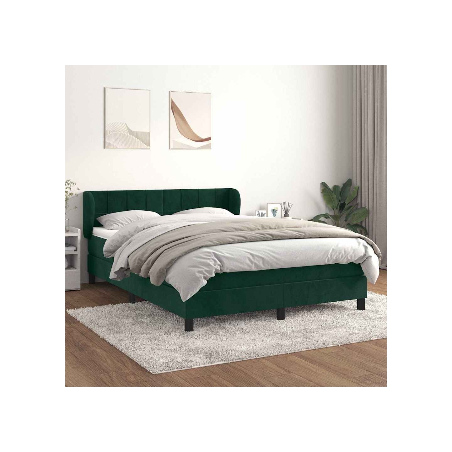 Sommier à lattes de lit et matelas Vert foncé 140x190cm Velours