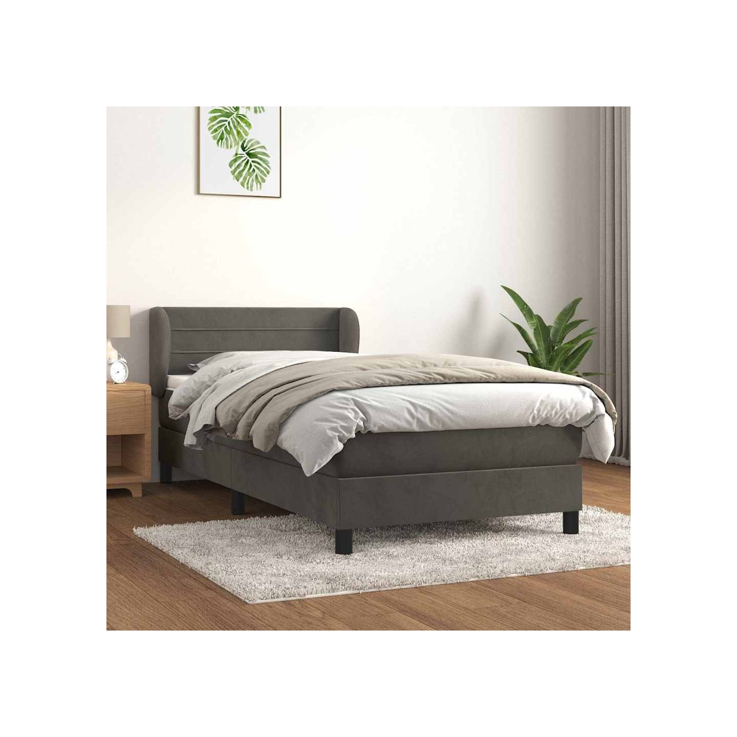 Sommier à lattes de lit et matelas Gris foncé 80x200 cm Velours