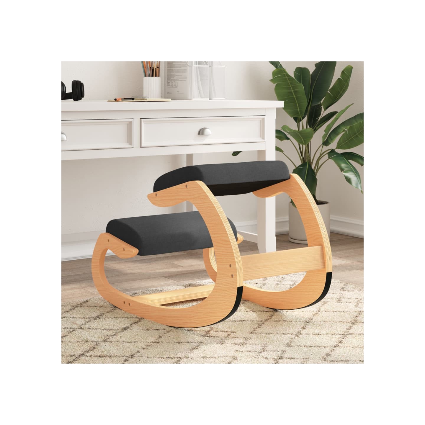 Chaise assis-genoux noir 55x84x55 cm contreplaqué de bouleau