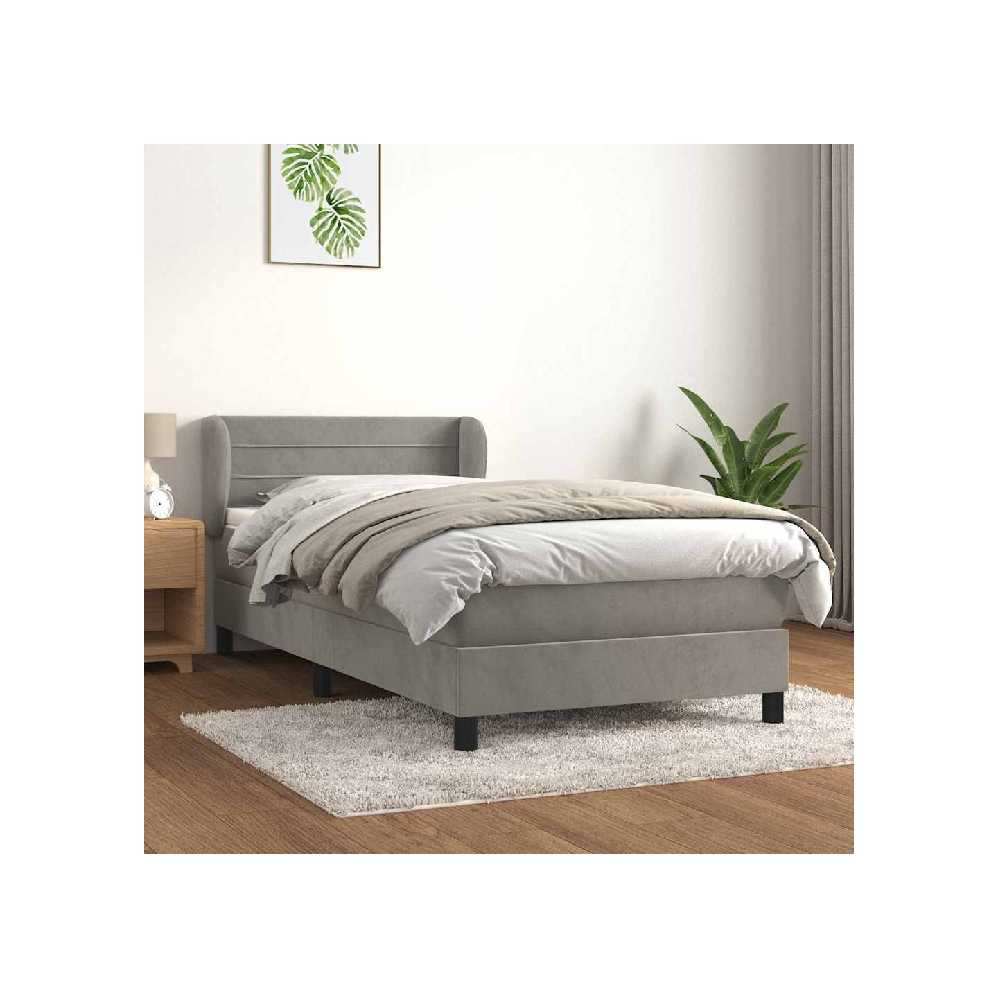 Sommier à lattes de lit et matelas Gris clair 80x200 cm Velours