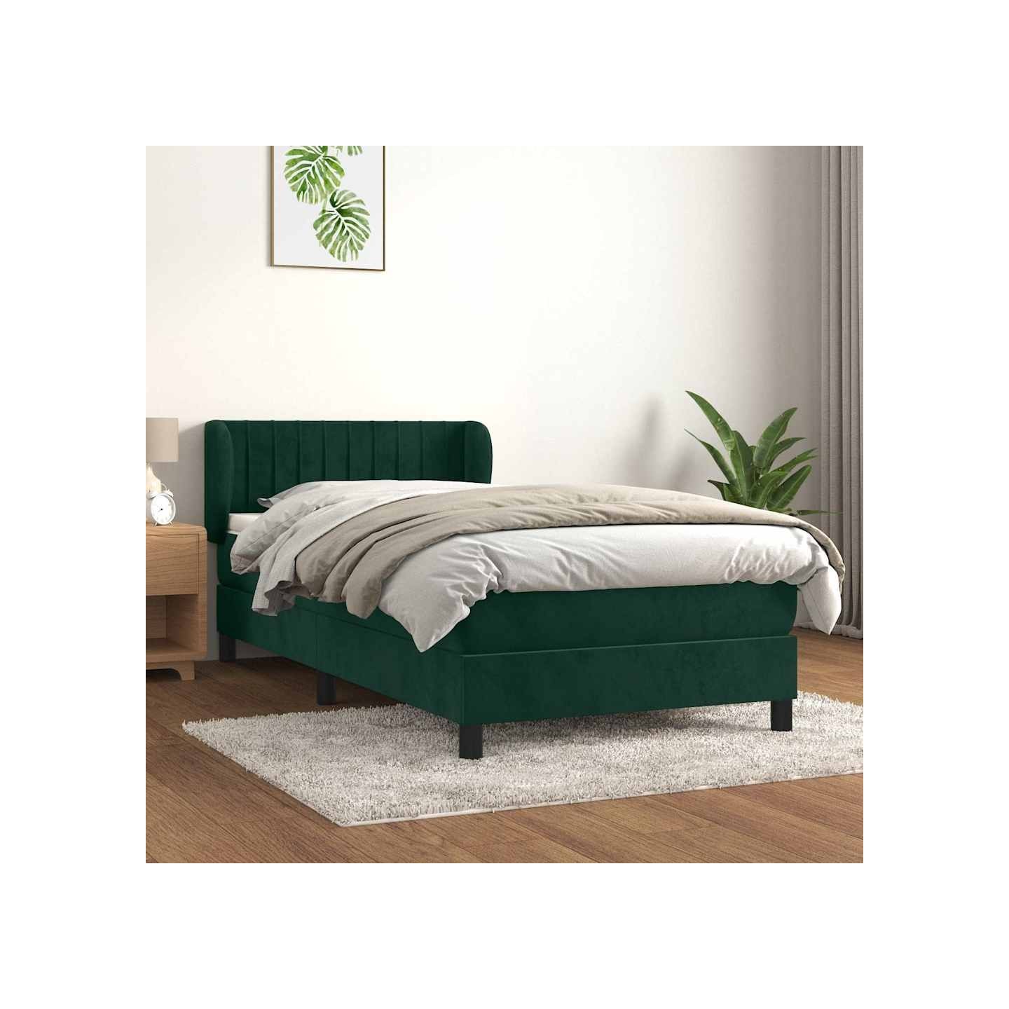 Sommier à lattes de lit et matelas Vert foncé 80x200 cm Velours