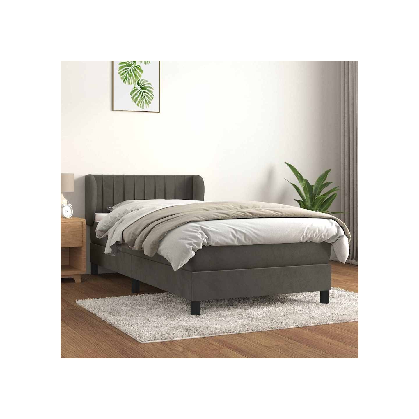 Sommier à lattes de lit avec matelas Gris foncé 100x200 cm