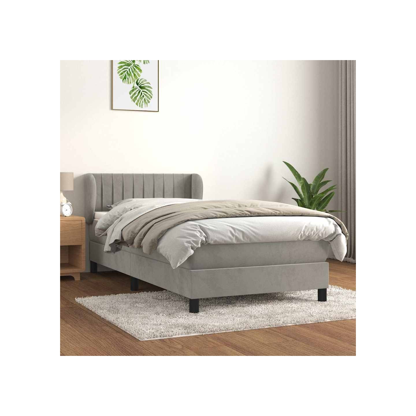 Sommier à lattes de lit et matelas Gris clair 90x190 cm Velours