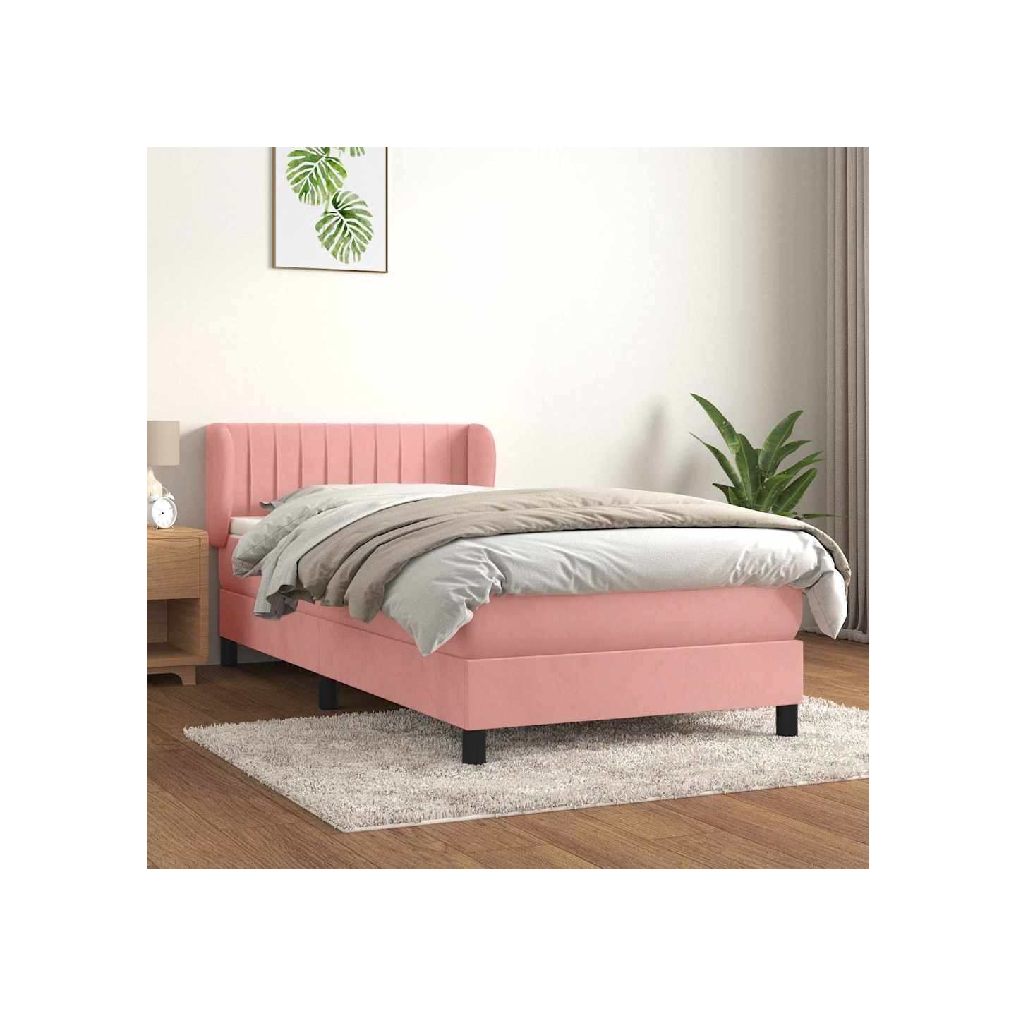 Sommier à lattes de lit avec matelas Rose 100x200 cm Velours