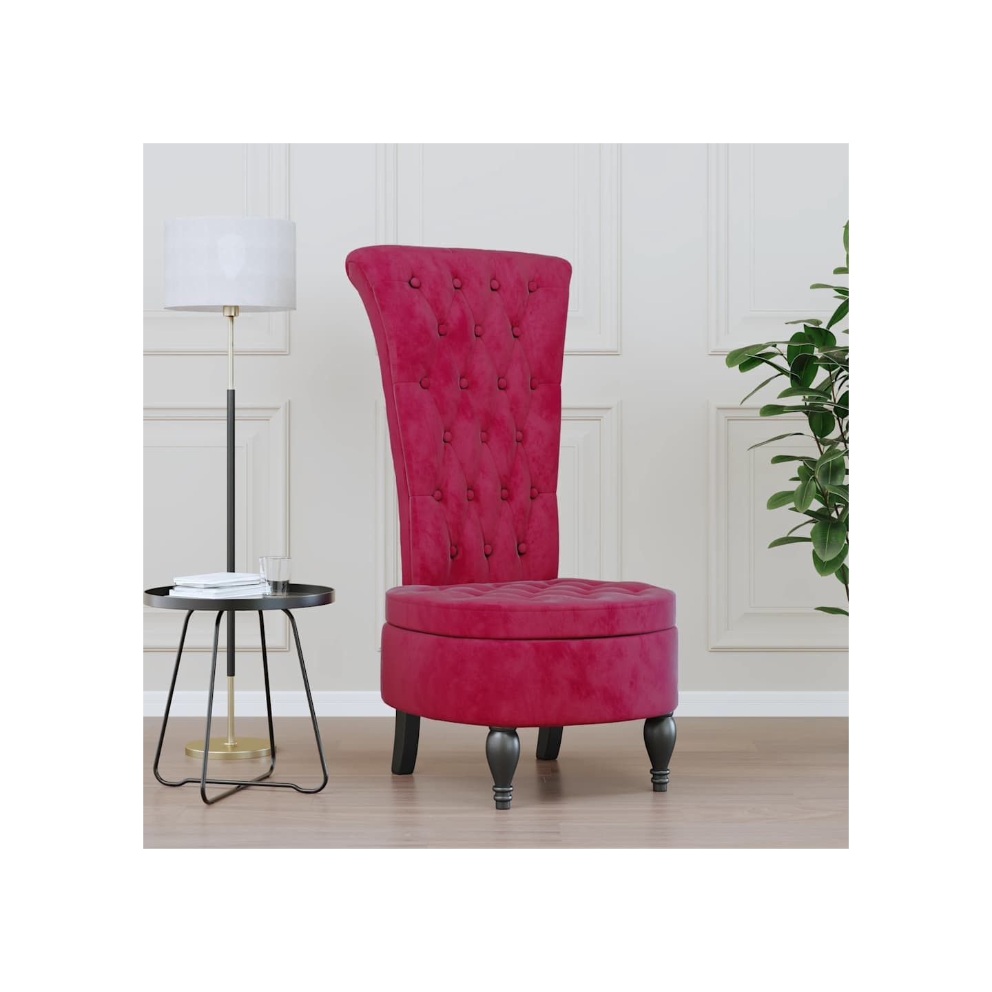 Chaise à dossier haut rouge bordeaux conception de bouton