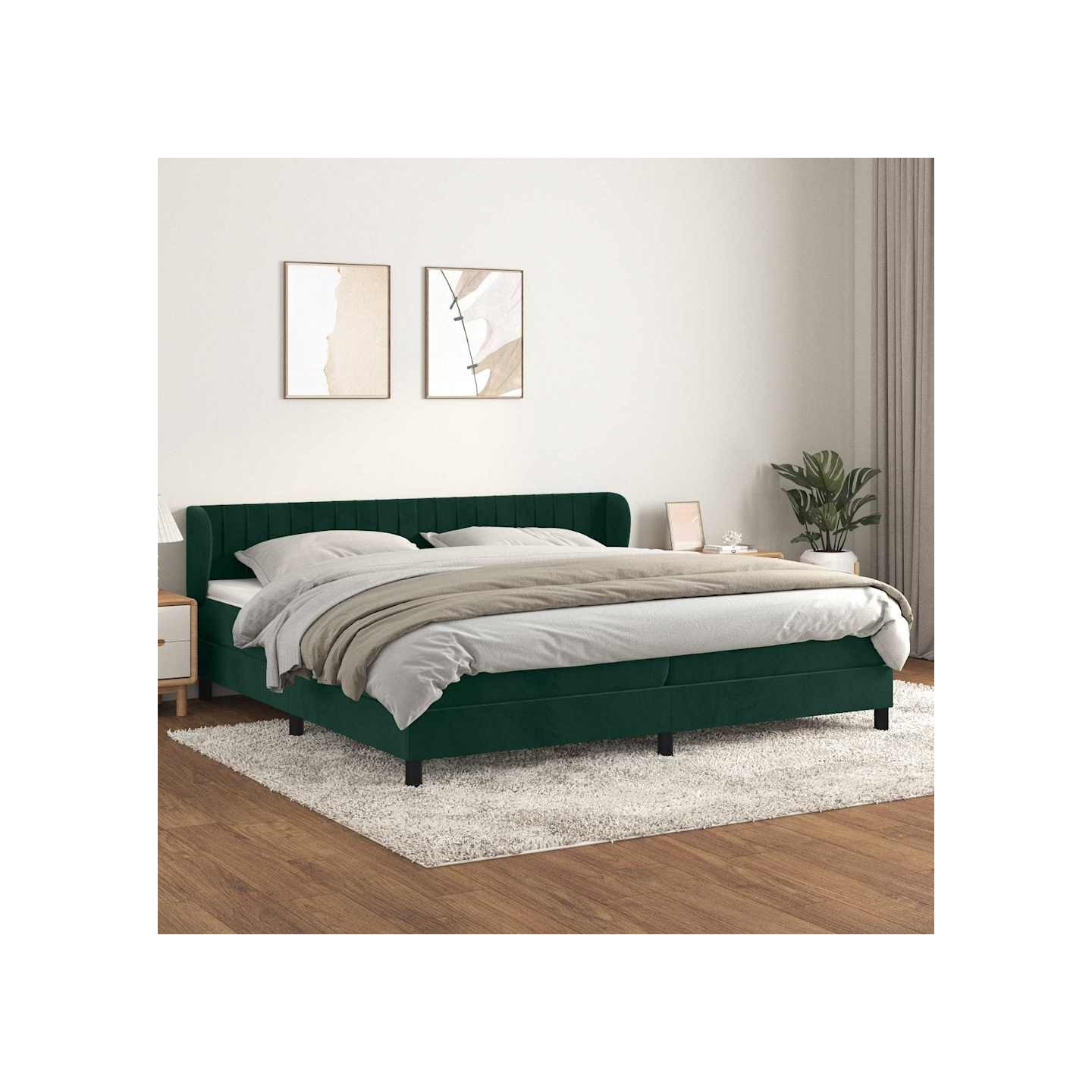 Sommier à lattes de lit et matelas Vert foncé 200x200cm Velours