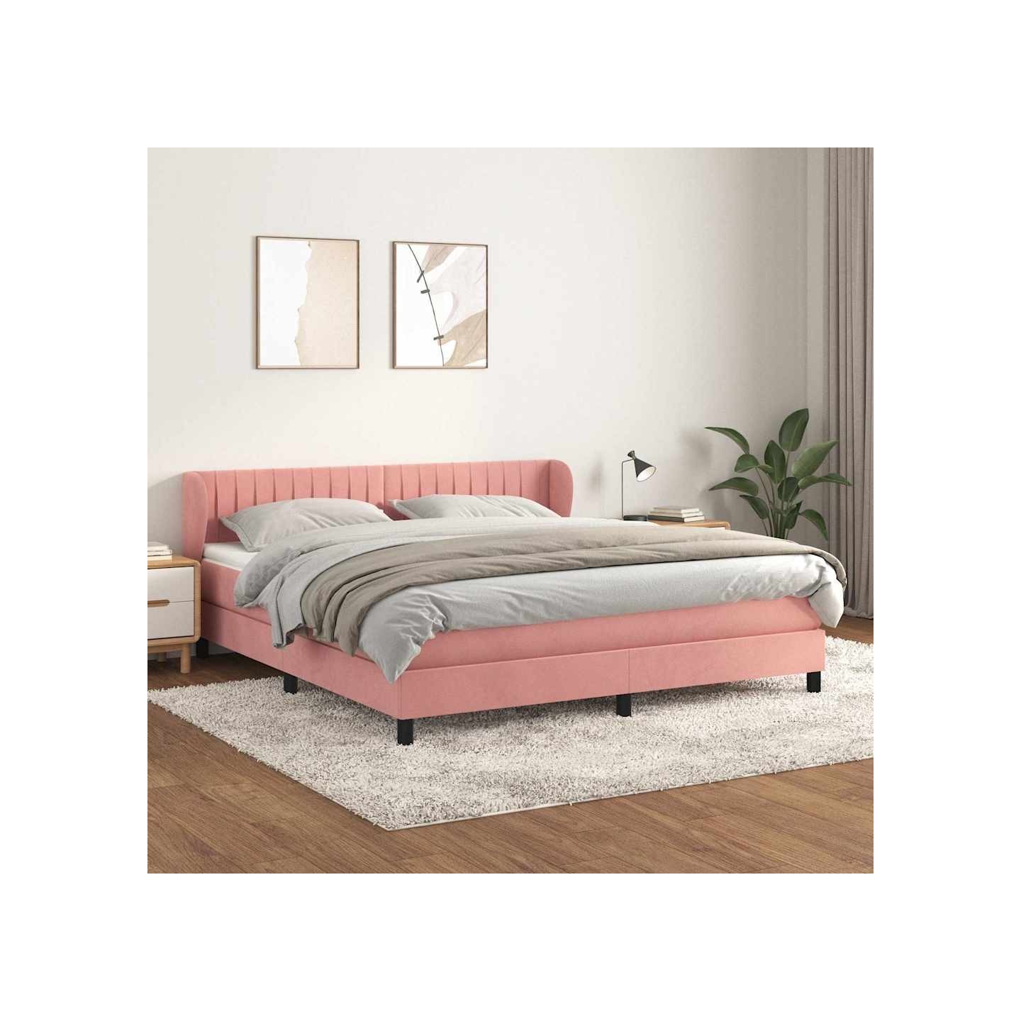 Sommier à lattes de lit avec matelas Rose 180x200 cm Velours