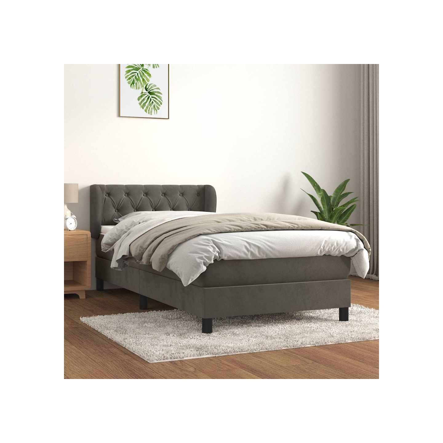 Sommier à lattes de lit et matelas Gris foncé 80x200 cm Velours