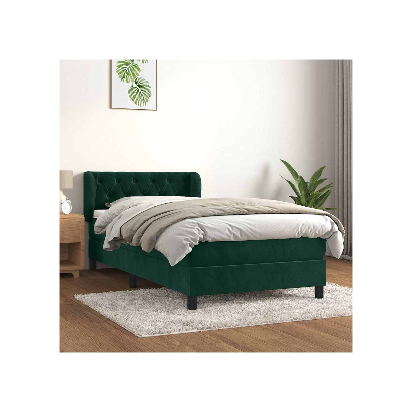 Sommier à lattes de lit avec matelas Vert foncé 90x200 cm