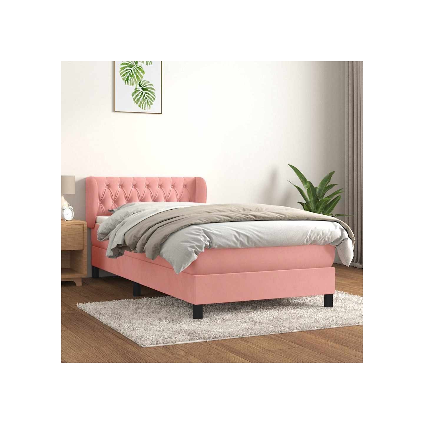 Sommier à lattes de lit avec matelas Rose 90x200 cm Velours