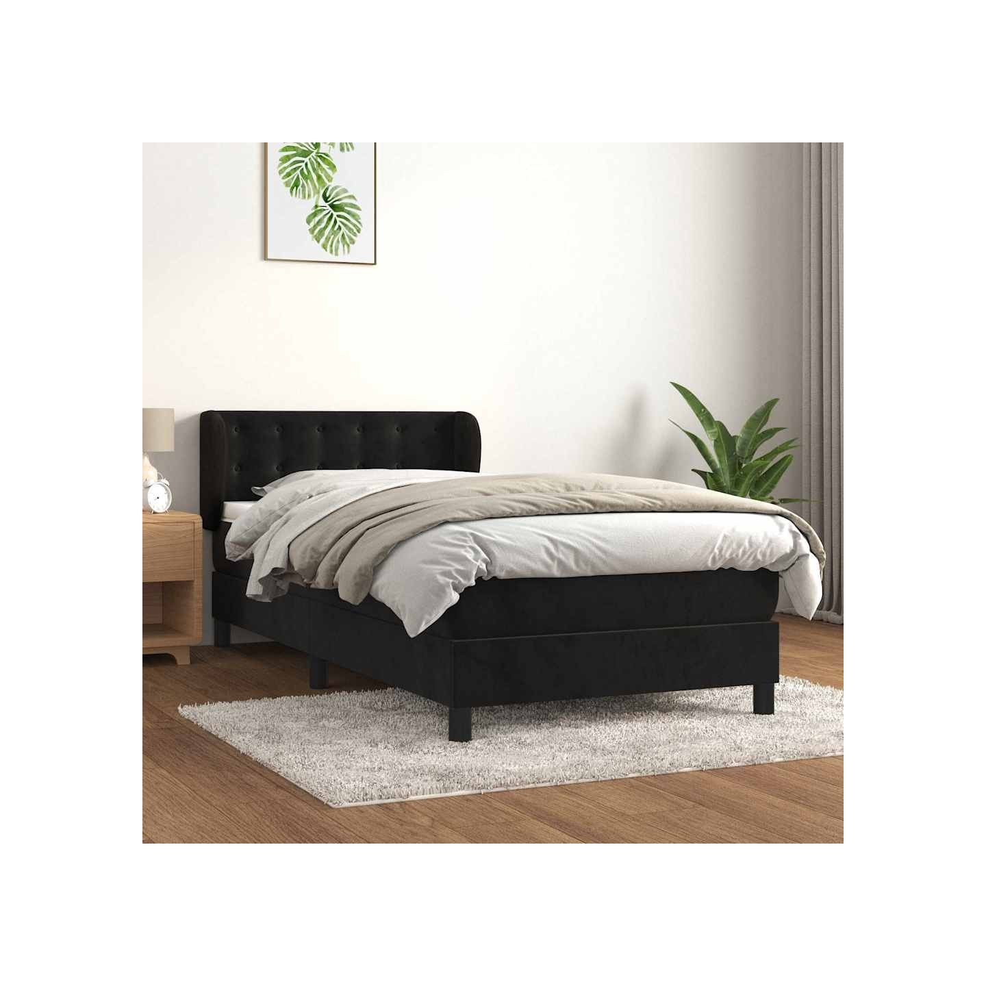 Sommier à lattes de lit et matelas Noir 80x200 cm Velours