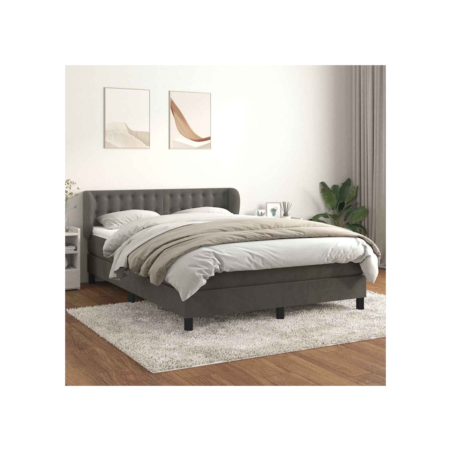 Sommier à lattes de lit et matelas Gris foncé 140x190cm Velours
