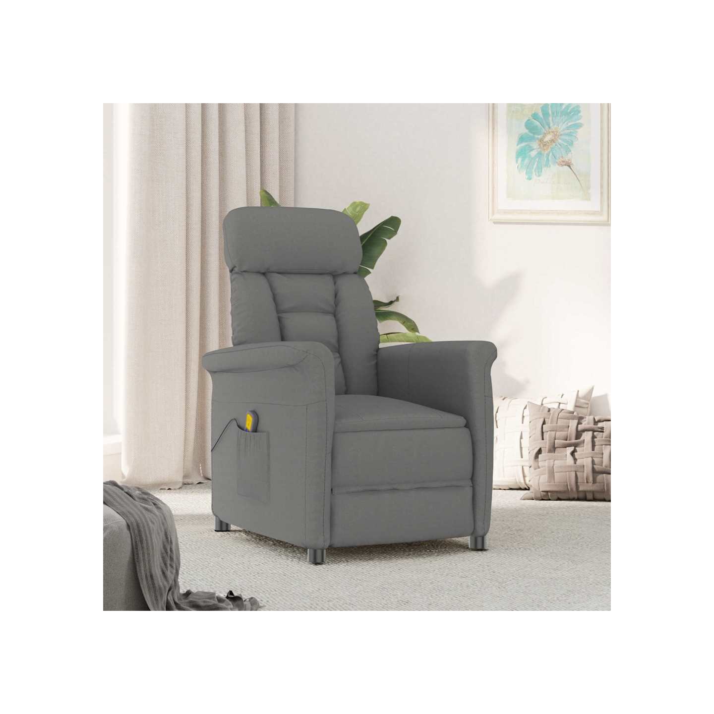 Chaise de massage Gris foncé 96,5 x 70,5 x 95 cm Microfibre