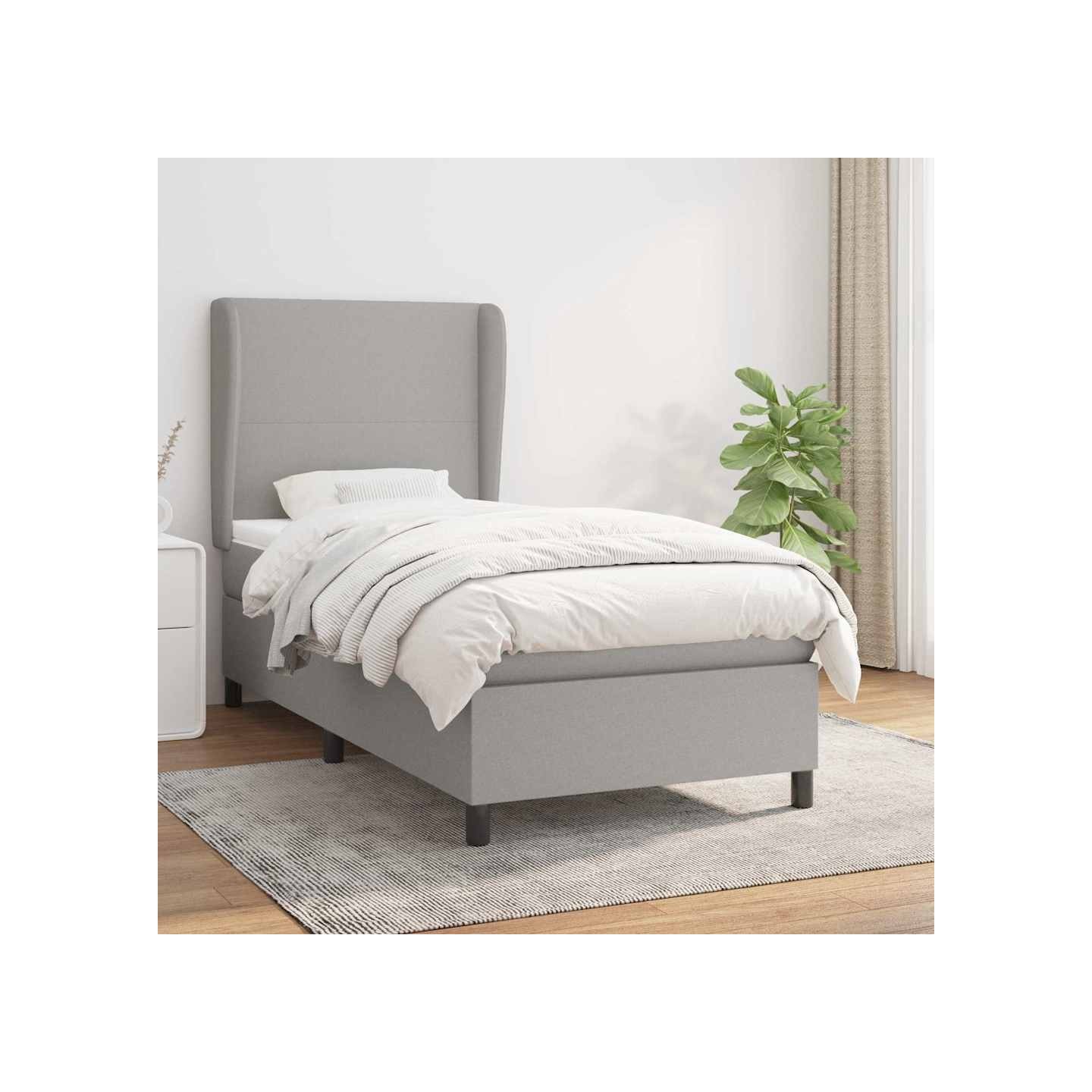 Sommier à lattes de lit avec matelas Gris clair 100x200cm Tissu