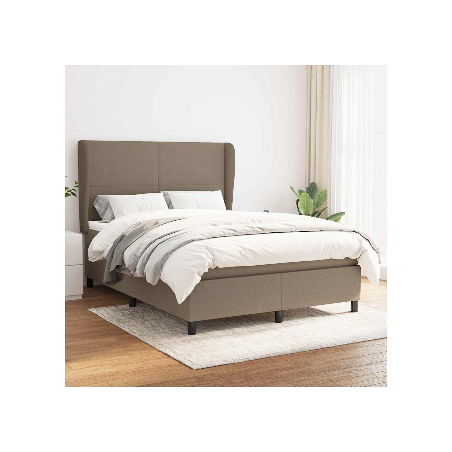 Sommier à lattes de lit avec matelas Taupe 140x190 cm Tissu
