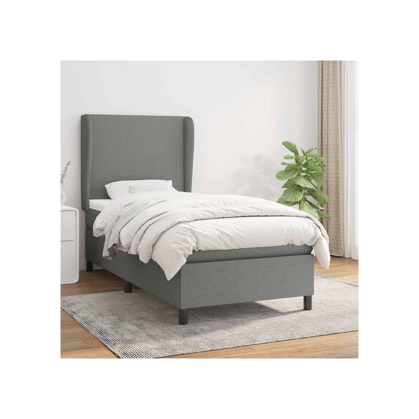 Sommier à lattes de lit avec matelas Gris foncé 90x200 cm Tissu