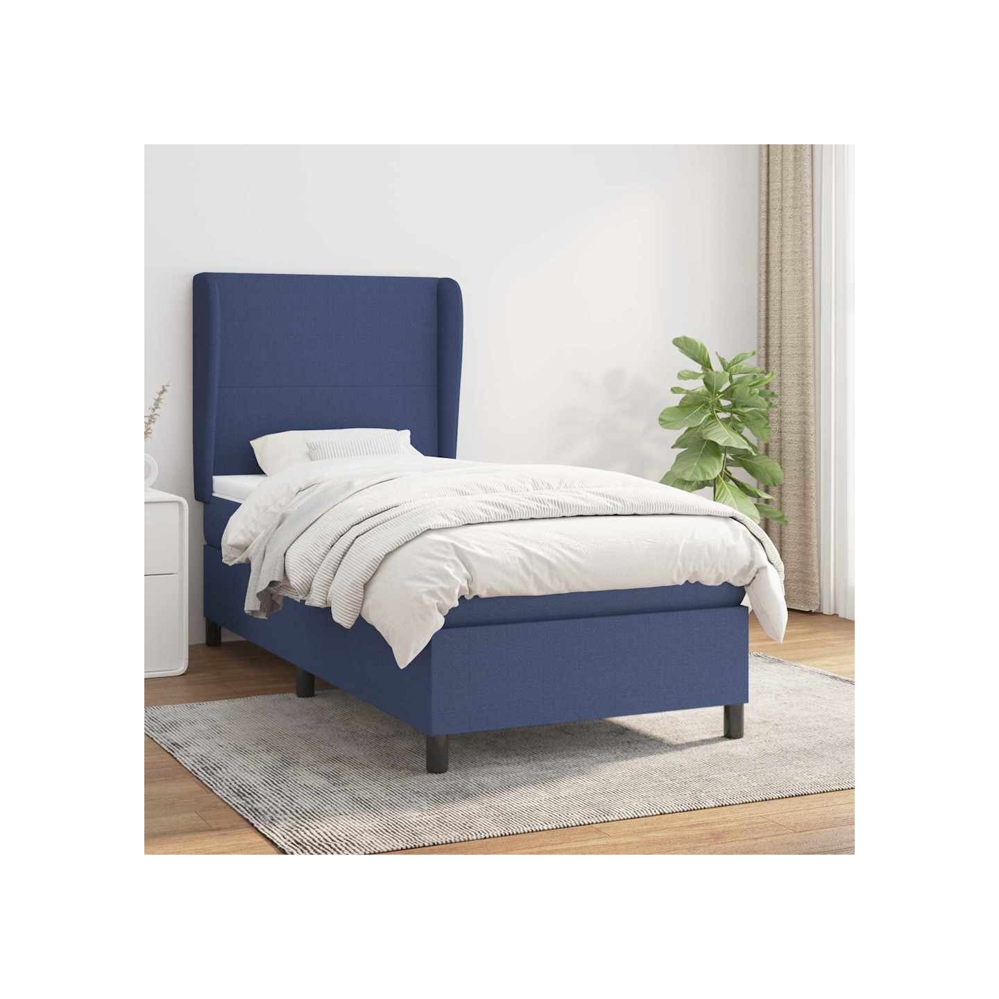 Sommier à lattes de lit avec matelas Bleu 90x200 cm Tissu