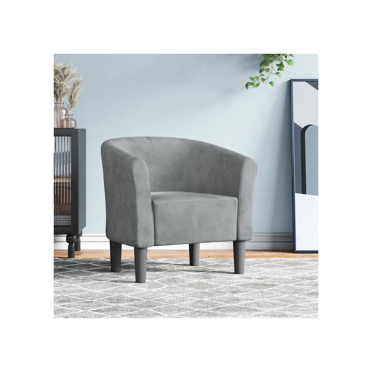 Chaise cabriolet gris foncé velours