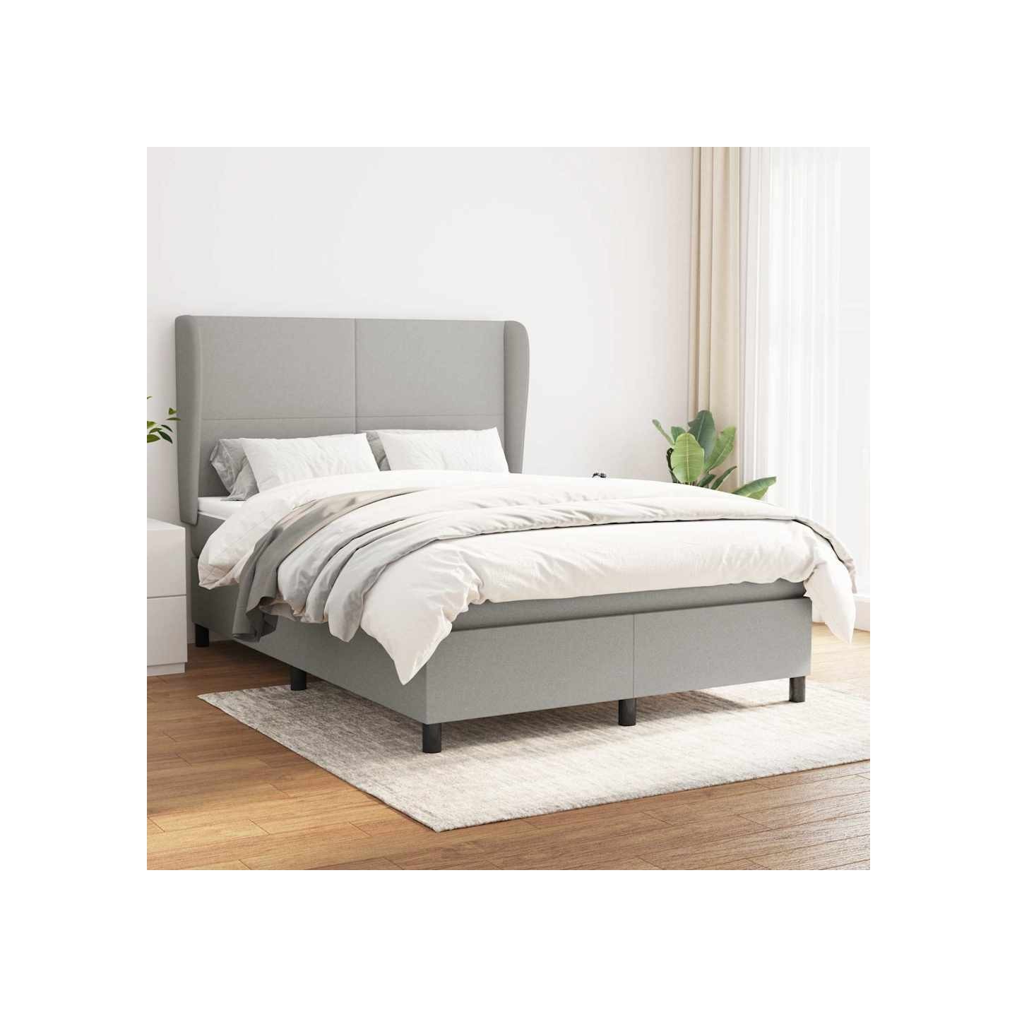 Sommier à lattes de lit avec matelas Gris clair 140x200cm Tissu