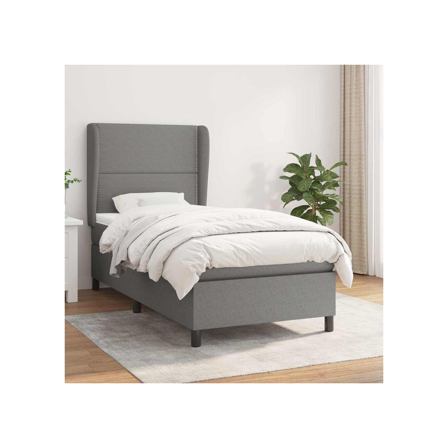 Sommier à lattes de lit et matelas Gris foncé 90x190 cm Tissu