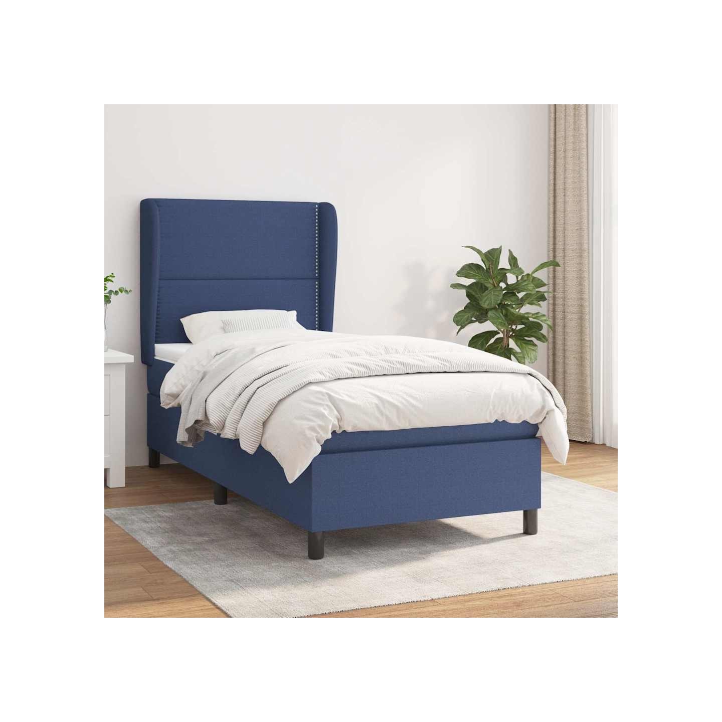 Sommier à lattes de lit avec matelas Bleu 90x190 cm Tissu