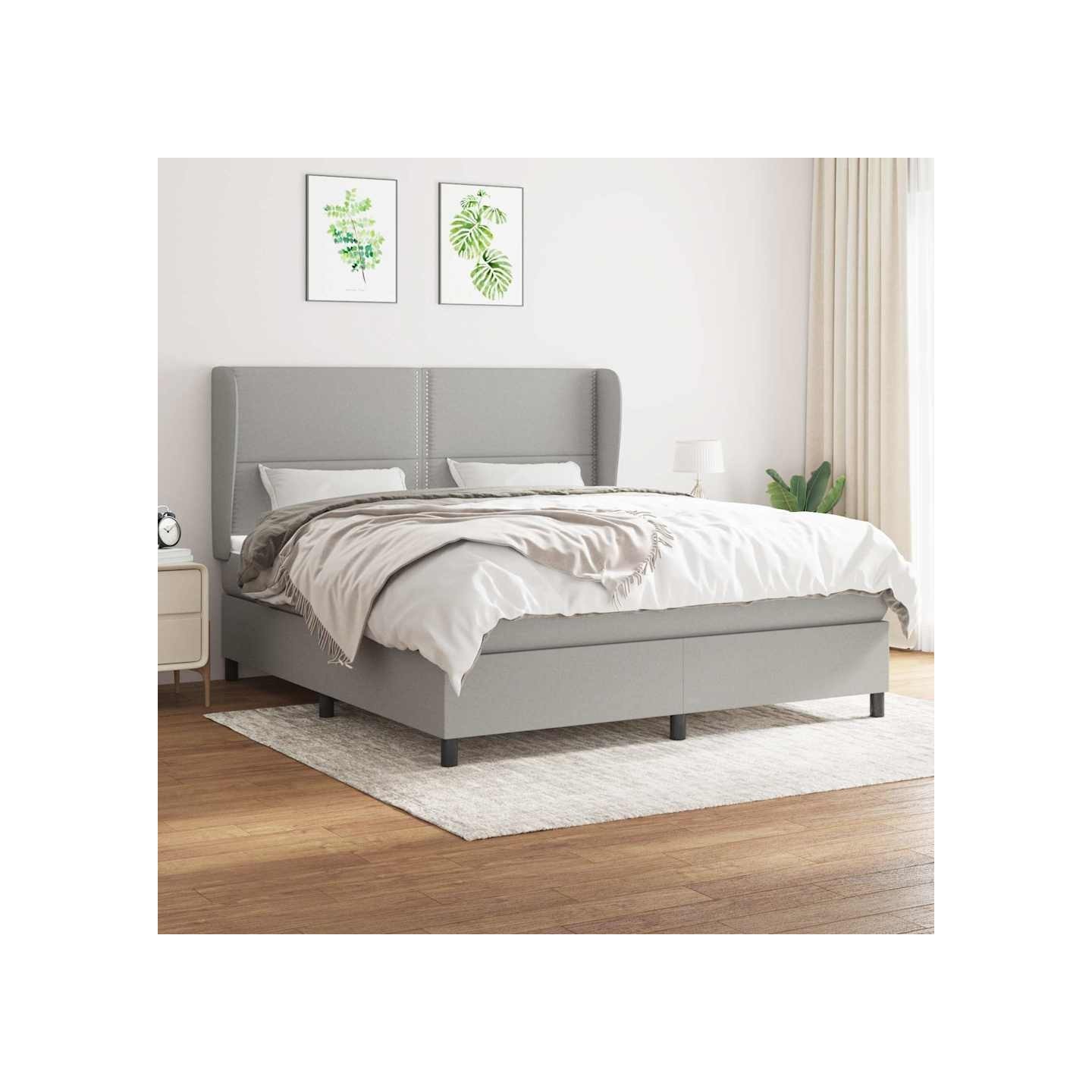 Sommier à lattes de lit avec matelas Gris clair 180x200cm Tissu