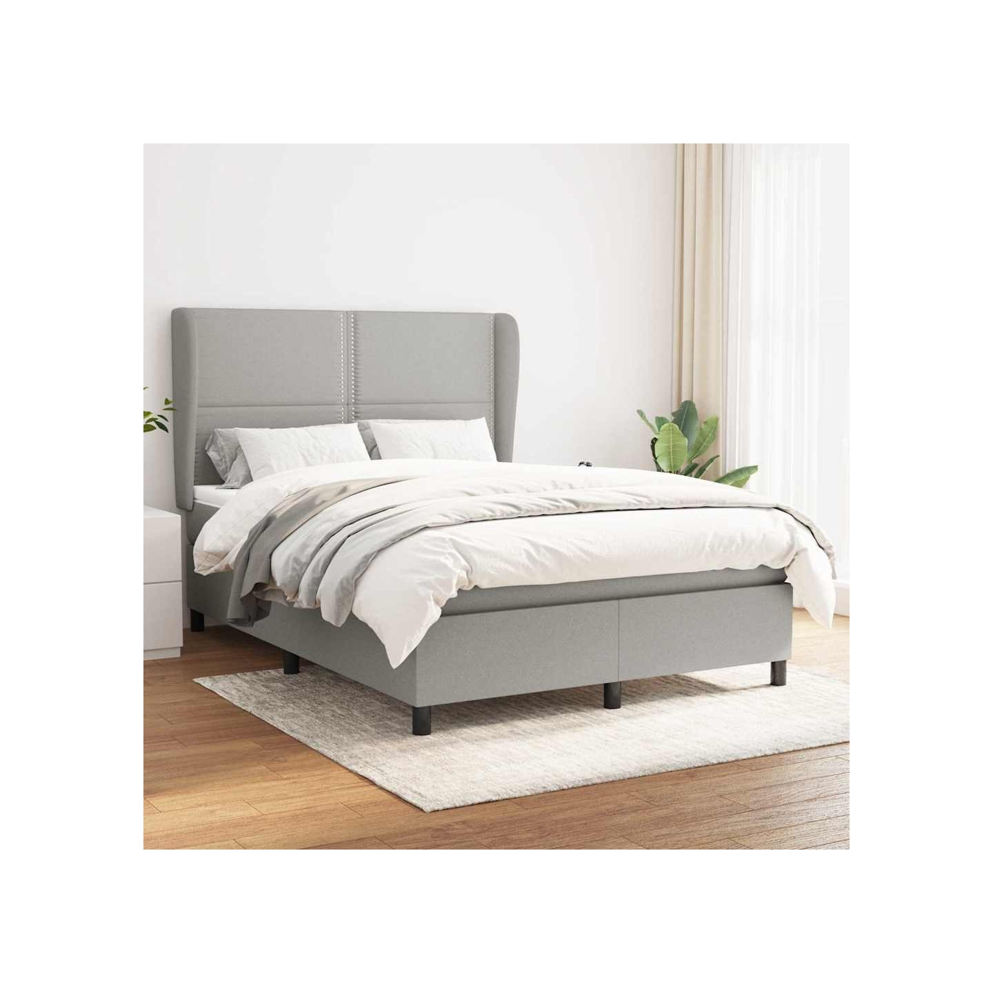 Sommier à lattes de lit avec matelas Gris clair 140x190cm Tissu
