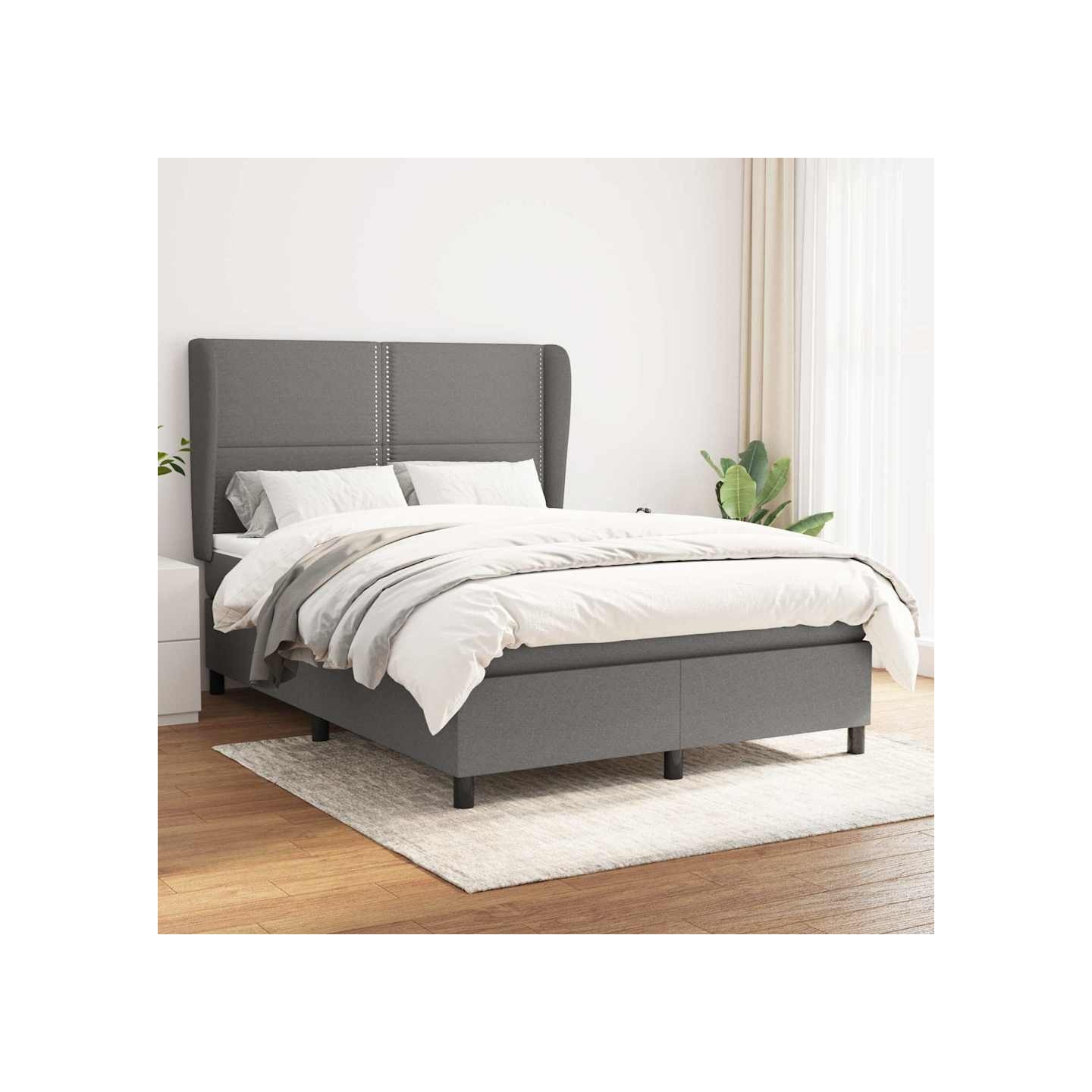 Sommier à lattes de lit avec matelas Gris foncé 140x190cm Tissu