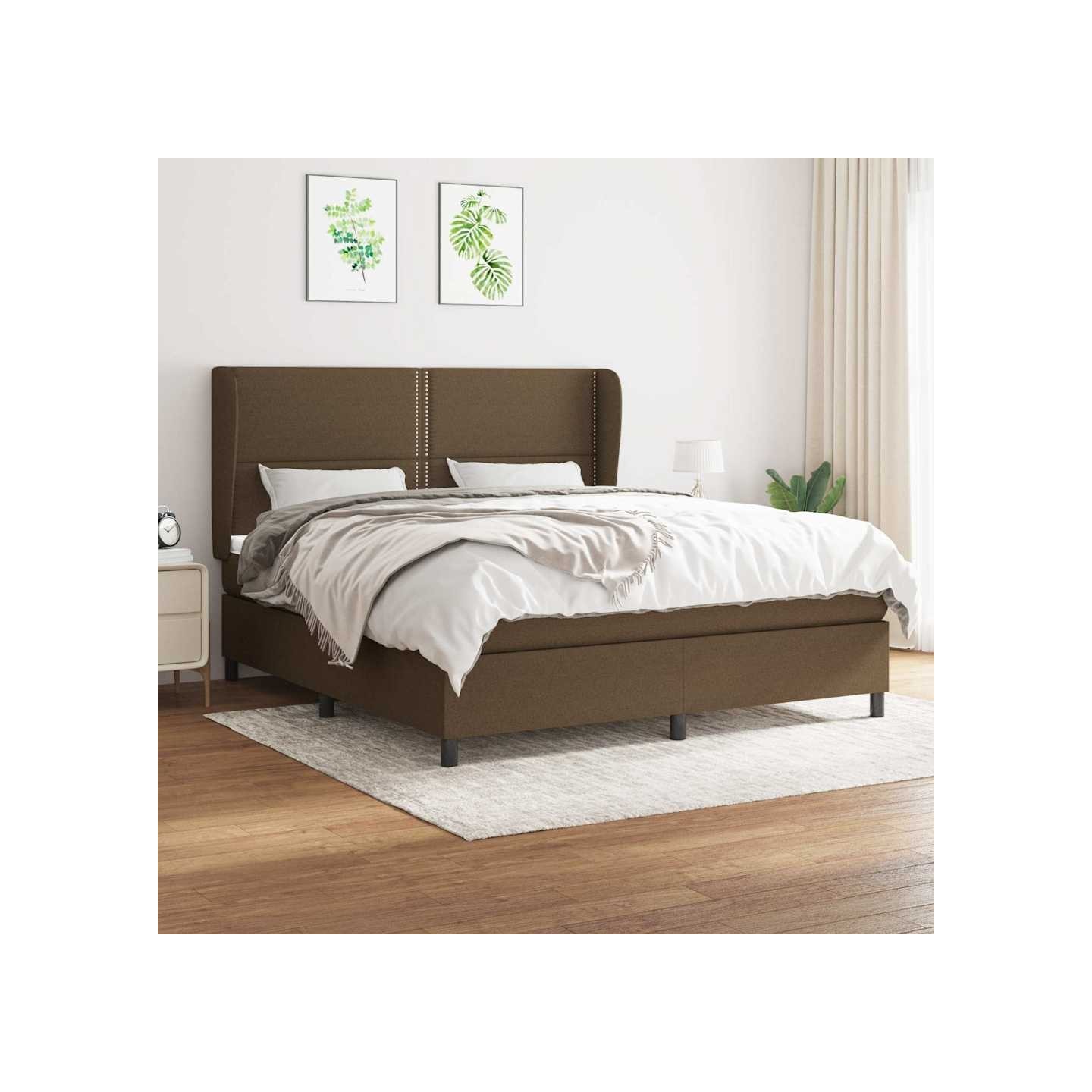 Sommier à lattes de lit avec matelas Marron foncé 180x200 cm