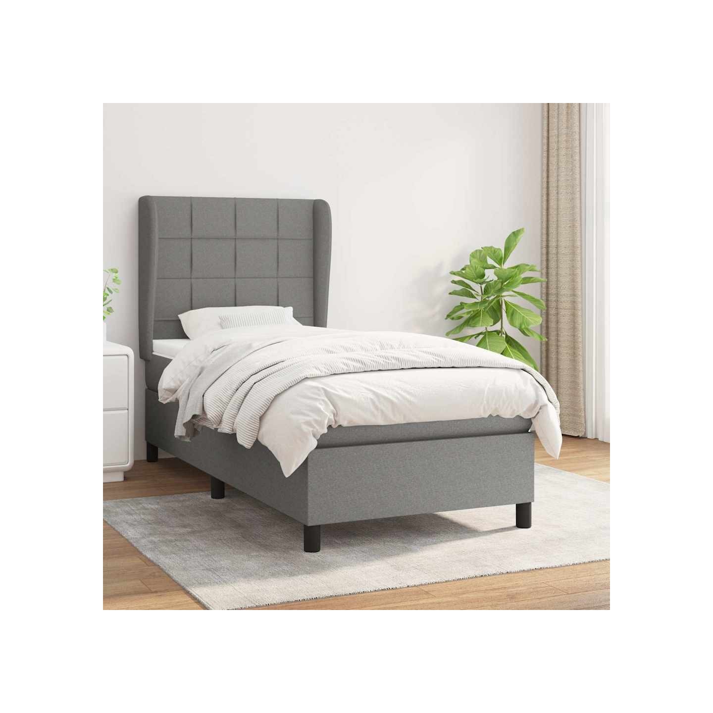 Sommier à lattes de lit avec matelas Gris foncé 90x200 cm Tissu