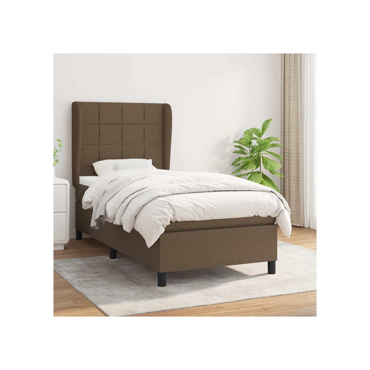 Sommier à lattes de lit avec matelas Marron foncé 100x200 cm