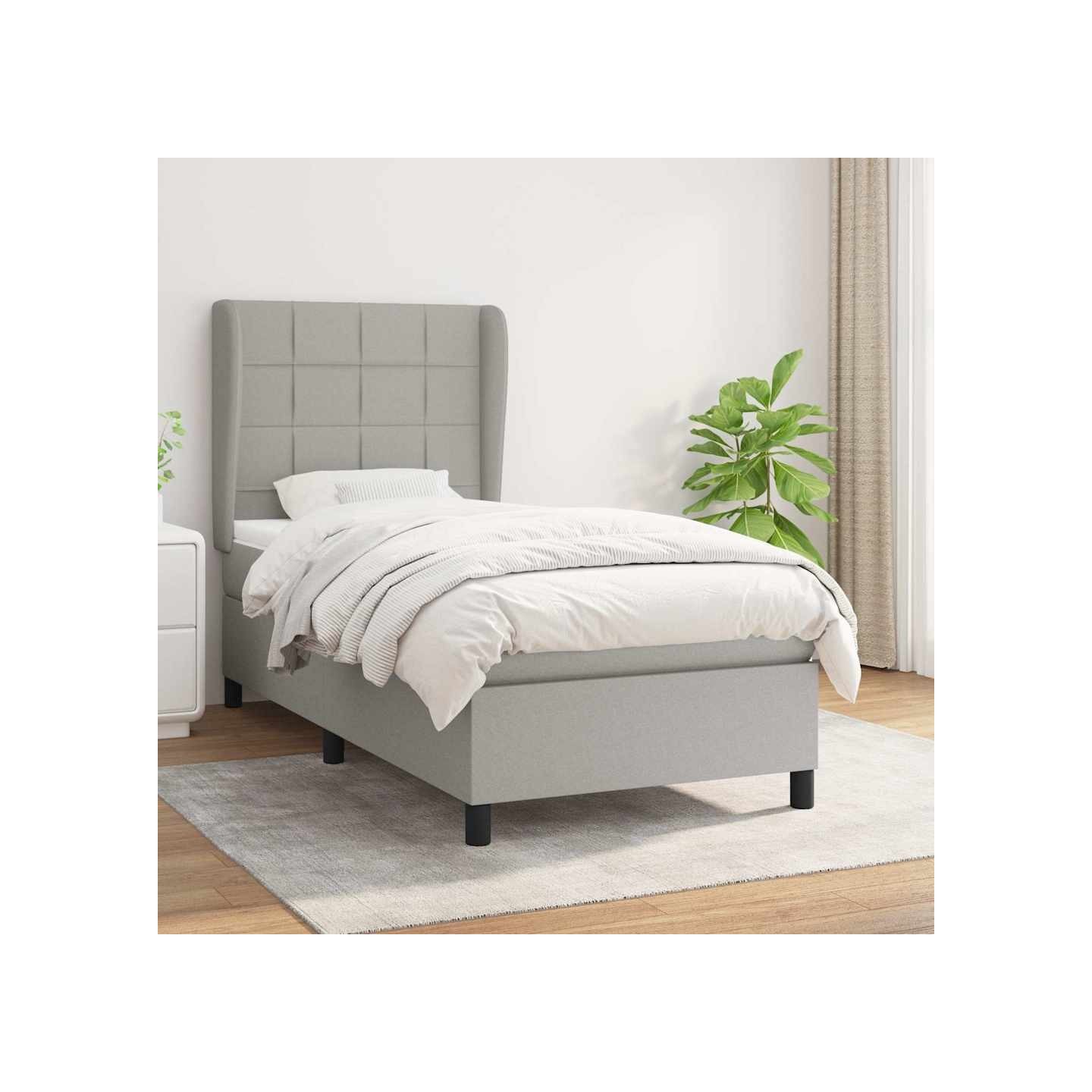 Sommier à lattes de lit et matelas Gris clair 90x190 cm Tissu