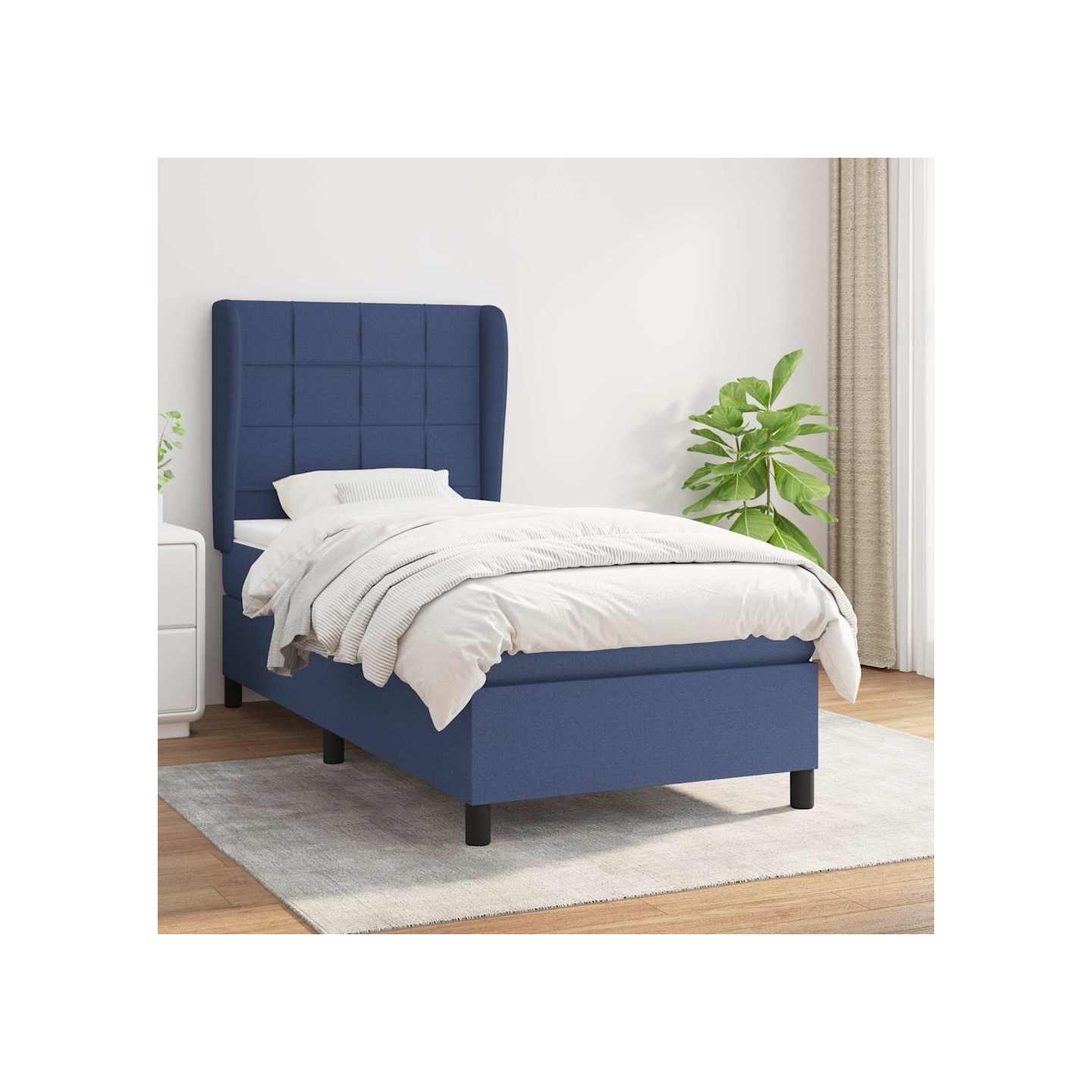 Sommier à lattes de lit avec matelas Bleu 90x190 cm Tissu