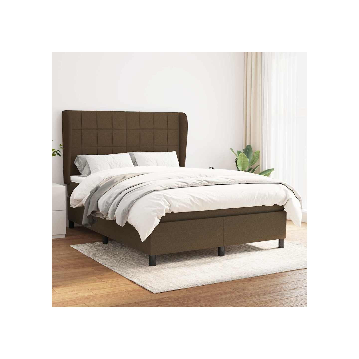 Sommier à lattes de lit avec matelas Marron foncé 140x190 cm