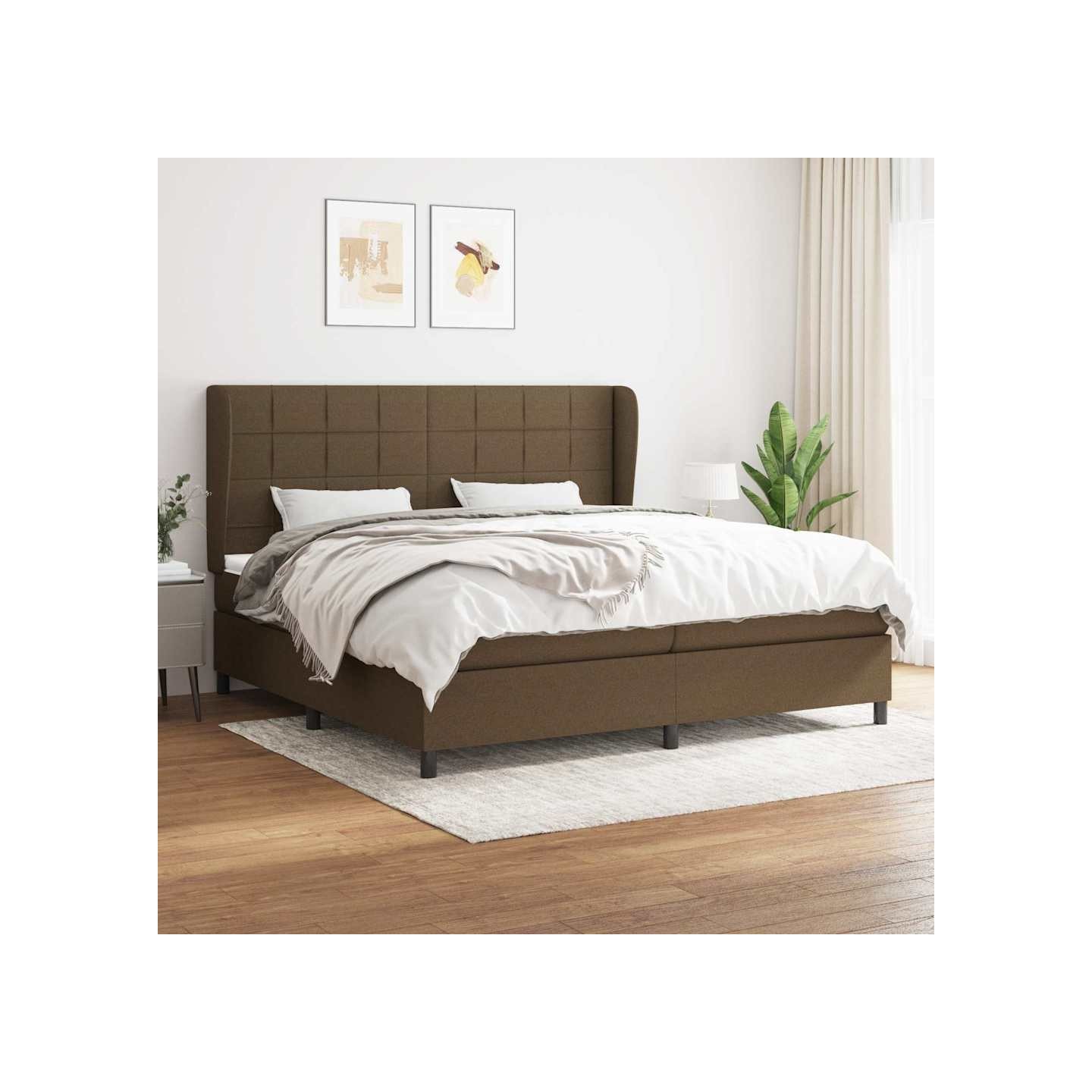 Sommier à lattes de lit avec matelas Marron foncé 200x200 cm