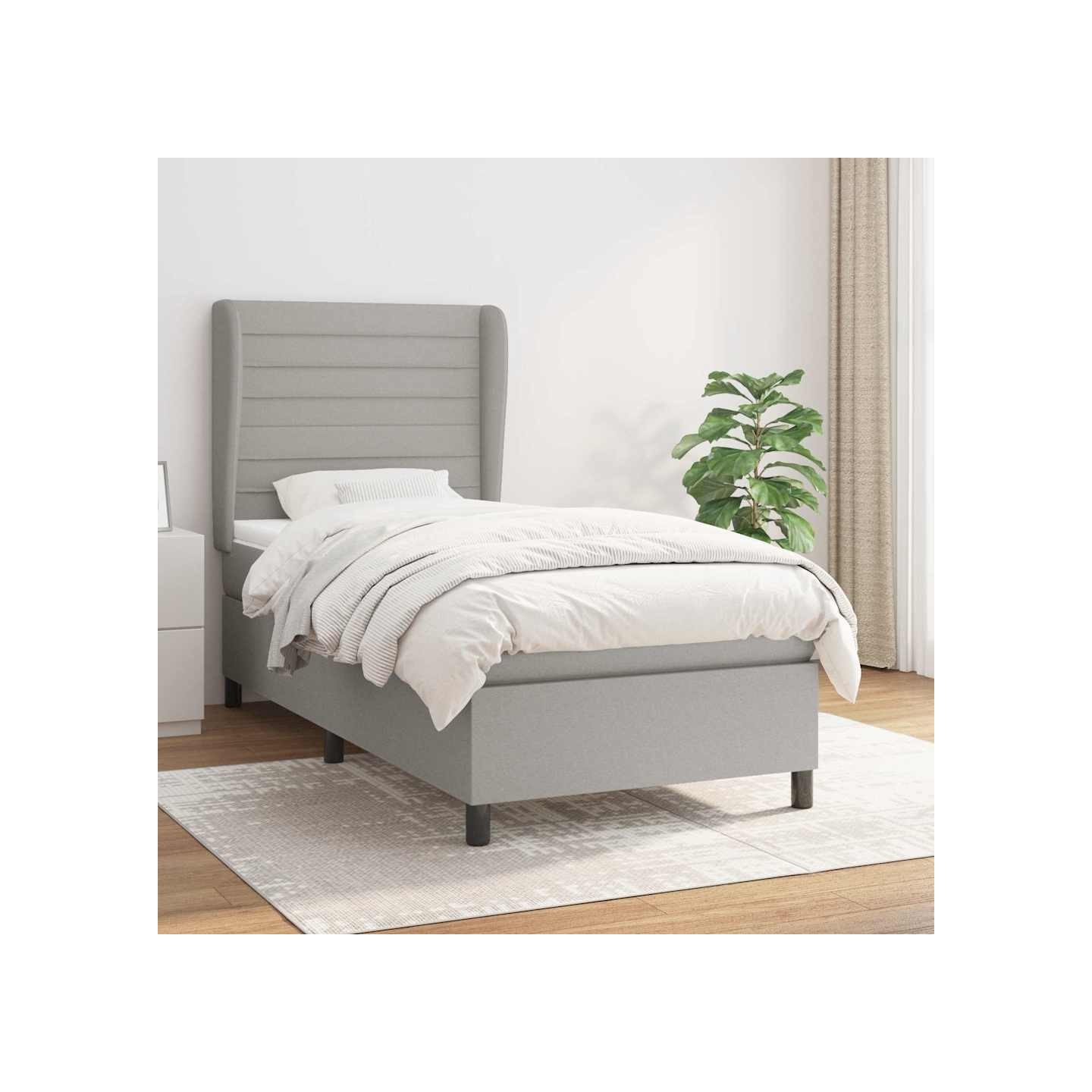 Sommier à lattes de lit et matelas Gris clair 90x190 cm Tissu