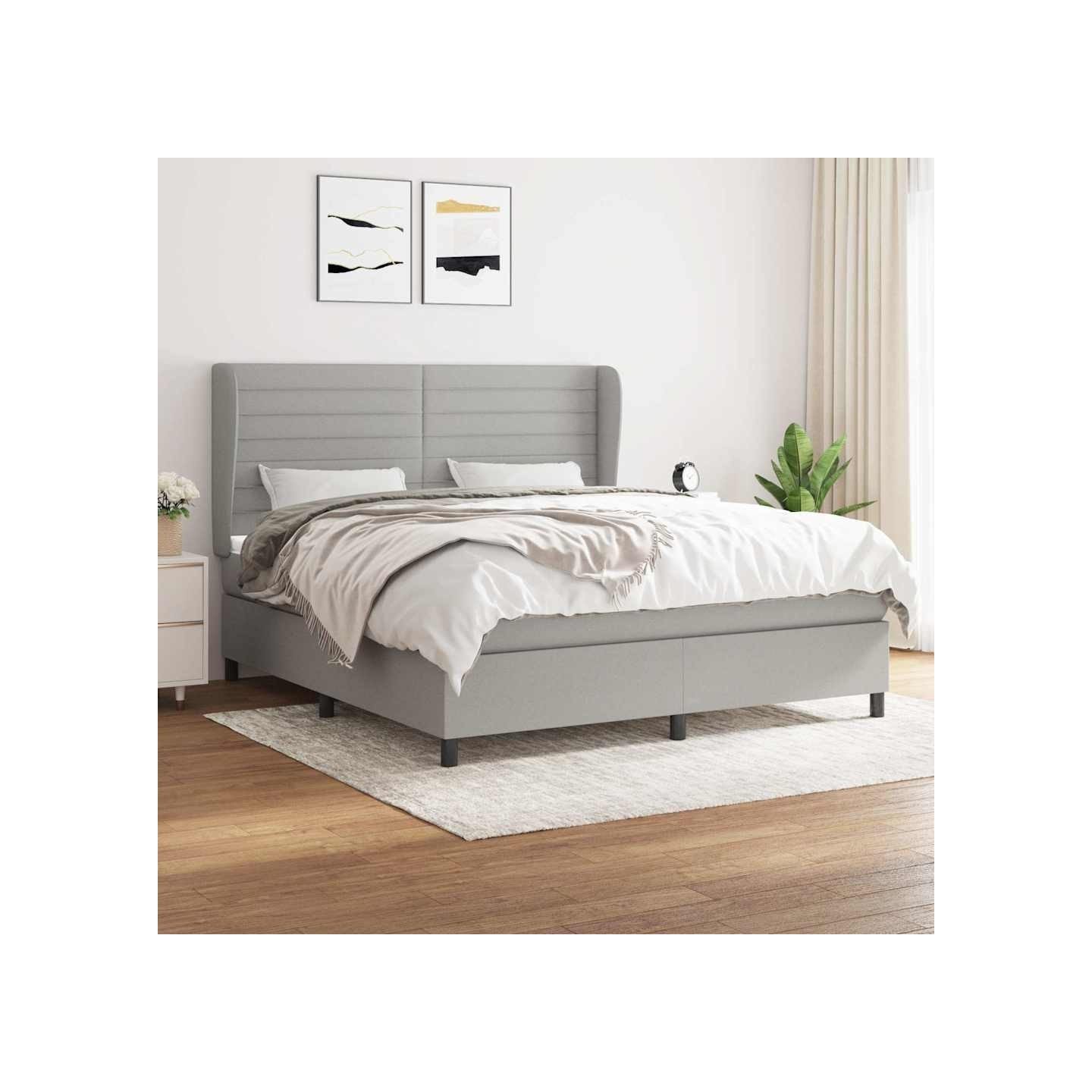 Sommier à lattes de lit avec matelas Gris clair 180x200cm Tissu