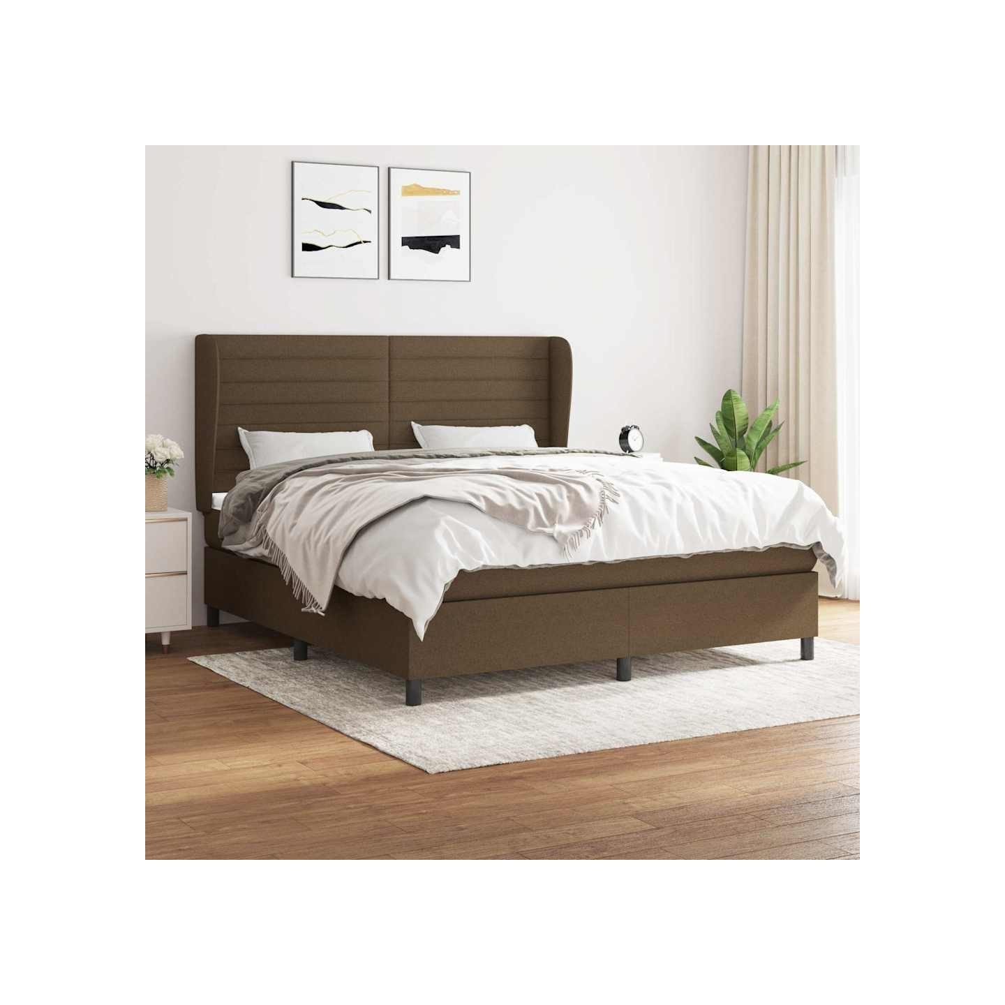 Sommier à lattes de lit avec matelas Marron foncé 160x200 cm