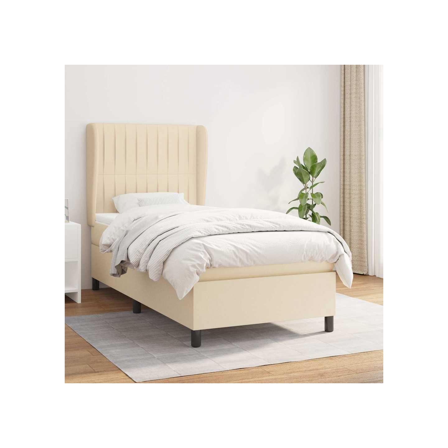 Sommier à lattes de lit avec matelas Crème 80x200 cm Tissu
