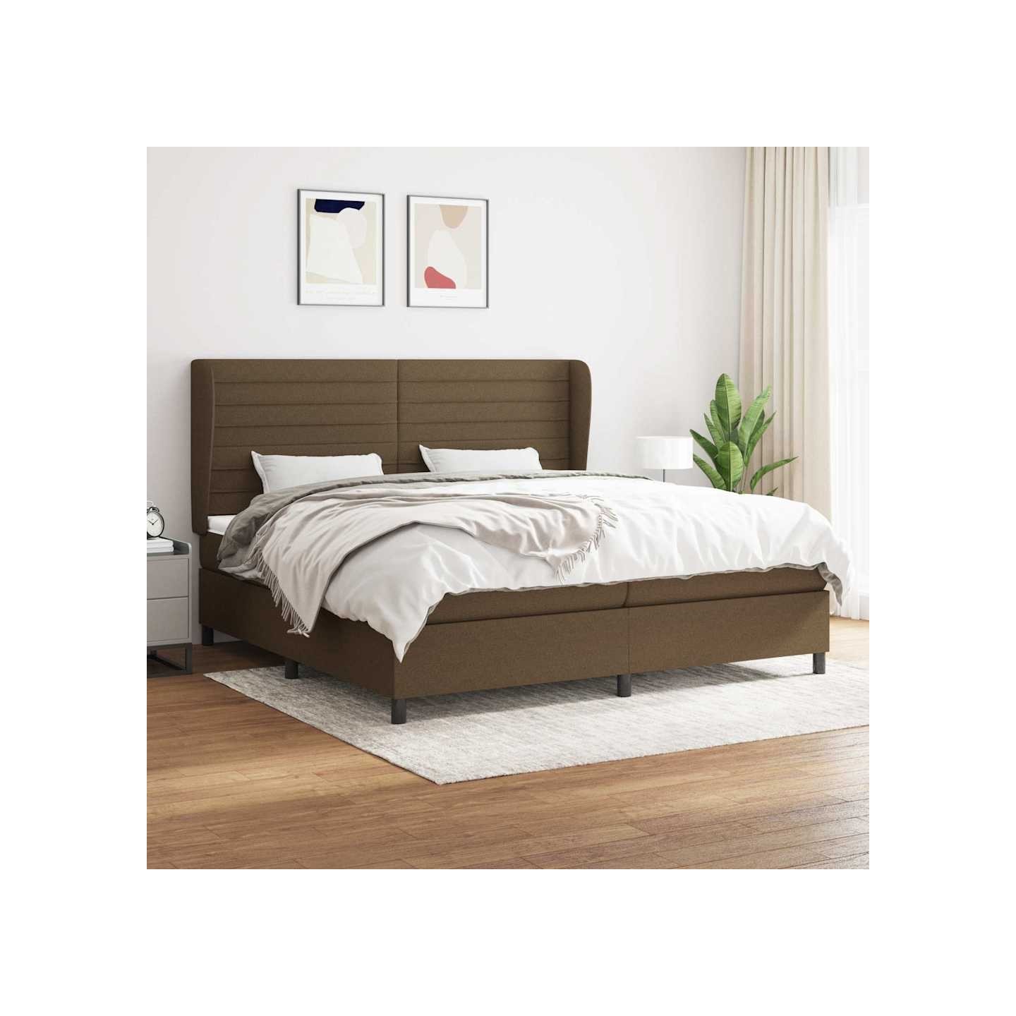 Sommier à lattes de lit avec matelas Marron foncé 200x200 cm