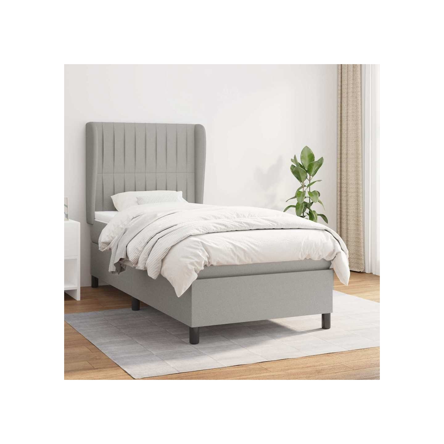 Sommier à lattes de lit avec matelas Gris clair 100x200cm Tissu