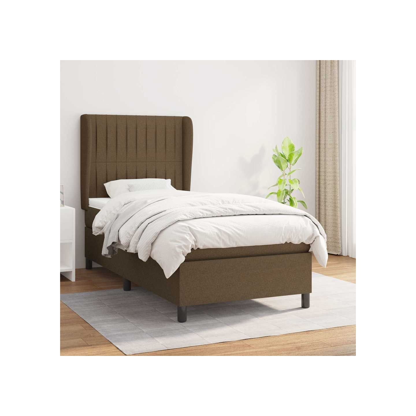 Sommier à lattes de lit avec matelas Marron foncé 100x200 cm