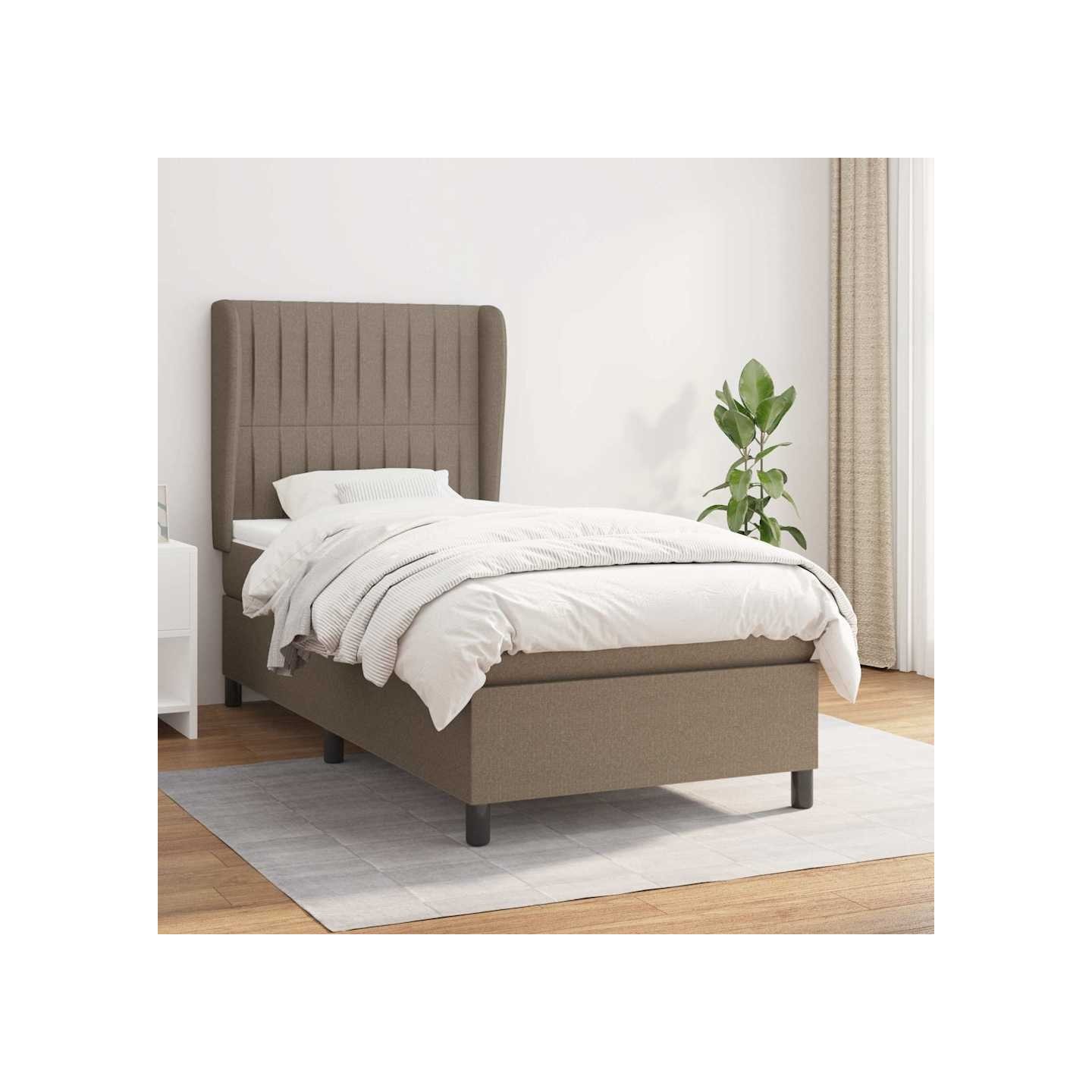 Sommier à lattes de lit avec matelas Taupe 100x200 cm Tissu